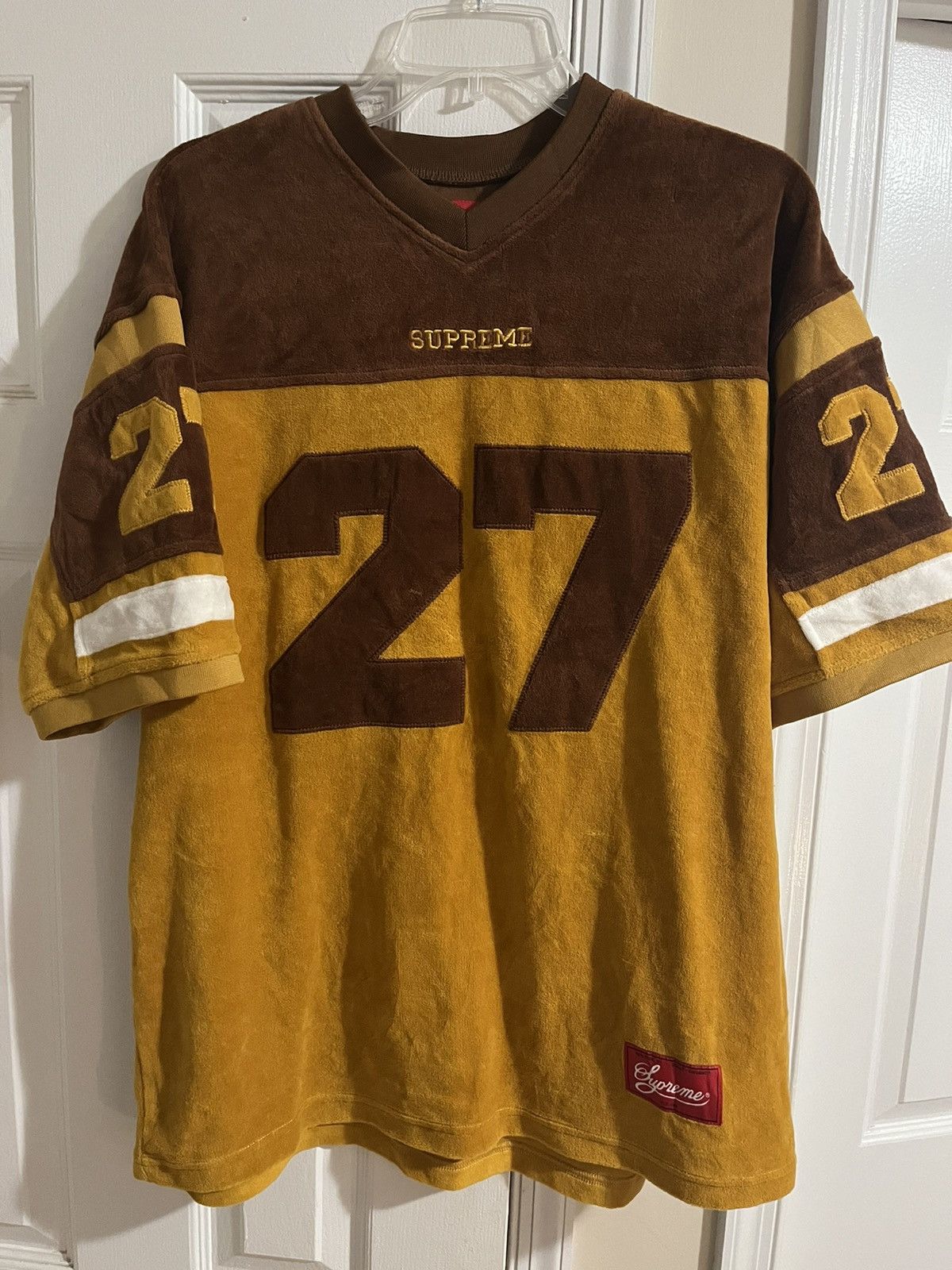 Supreme Velour Football Jersey Mustard