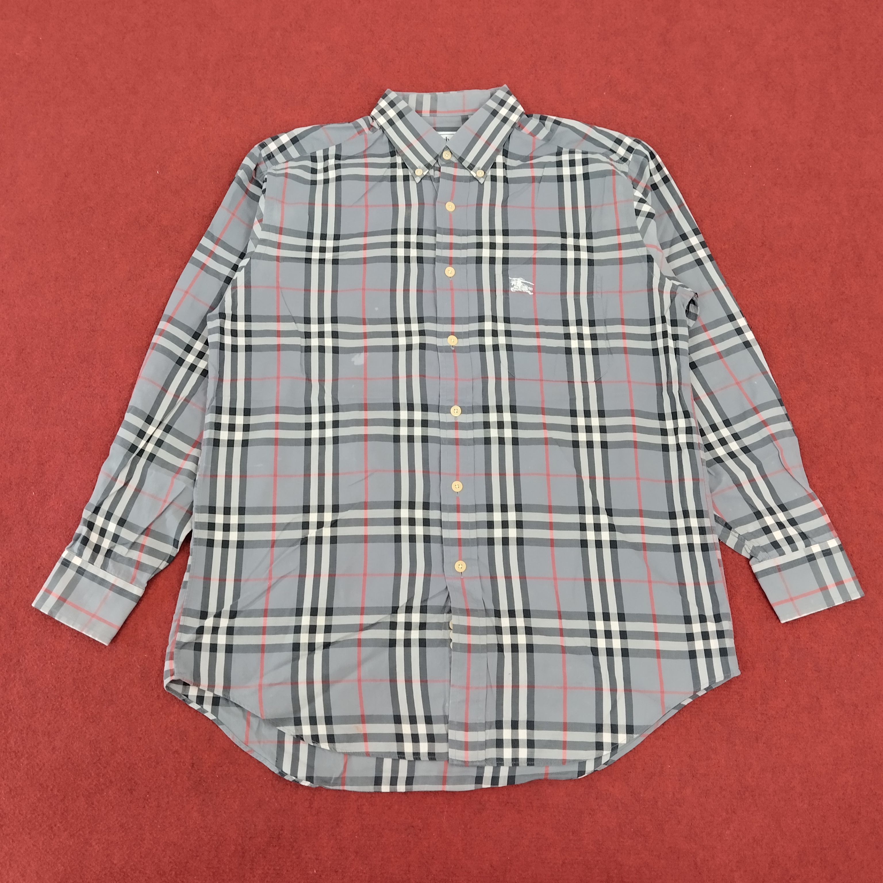 Burberry × Vintage BURBERRY Nova Check Small Logo Design Vintage Shirt Size US L / EU 52-54 / 3 - 1 Thumbnail