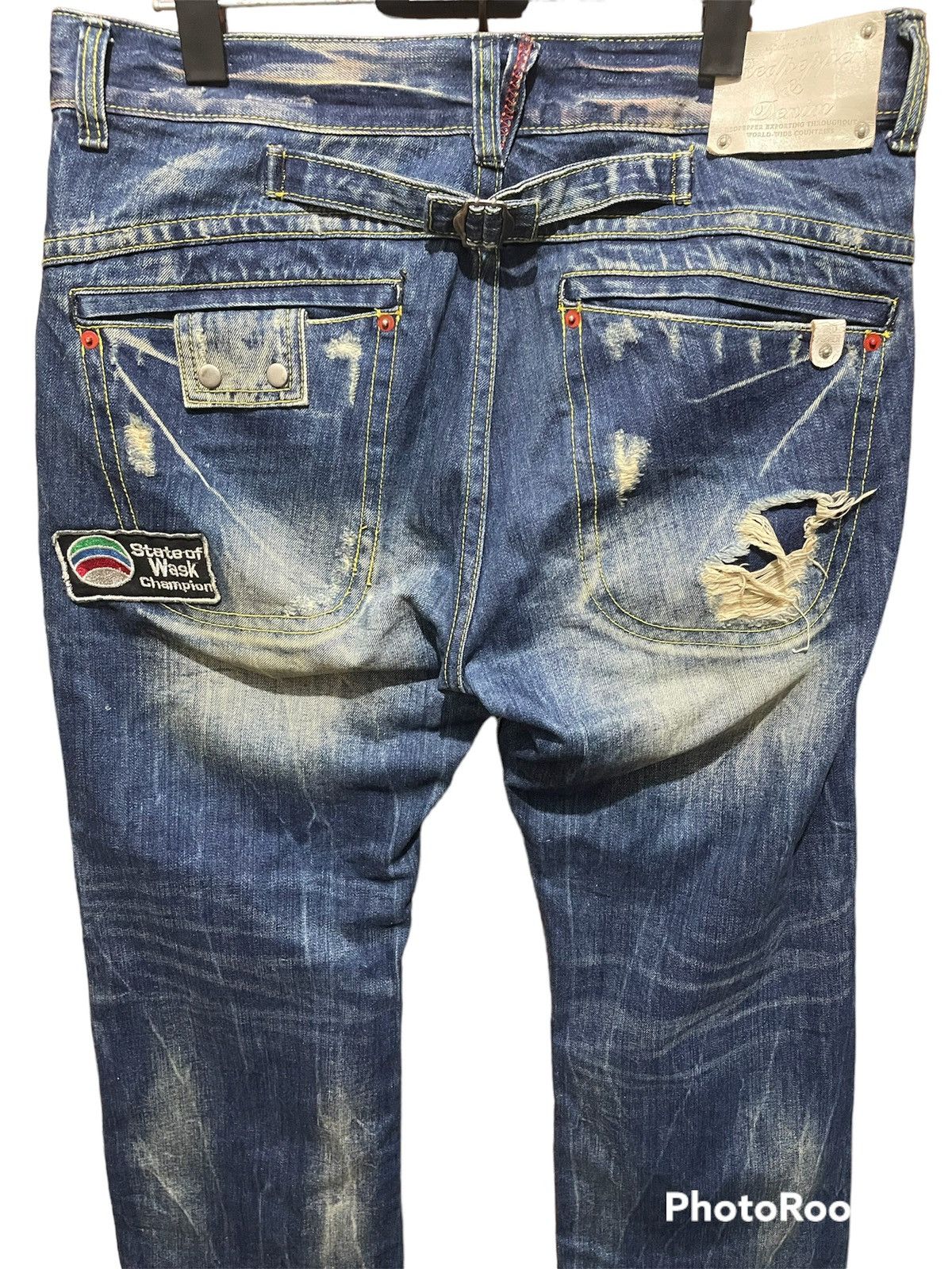 Japanese Brand Red Papper Distressed Multipocket Jeans Size US 37 - 5 Thumbnail
