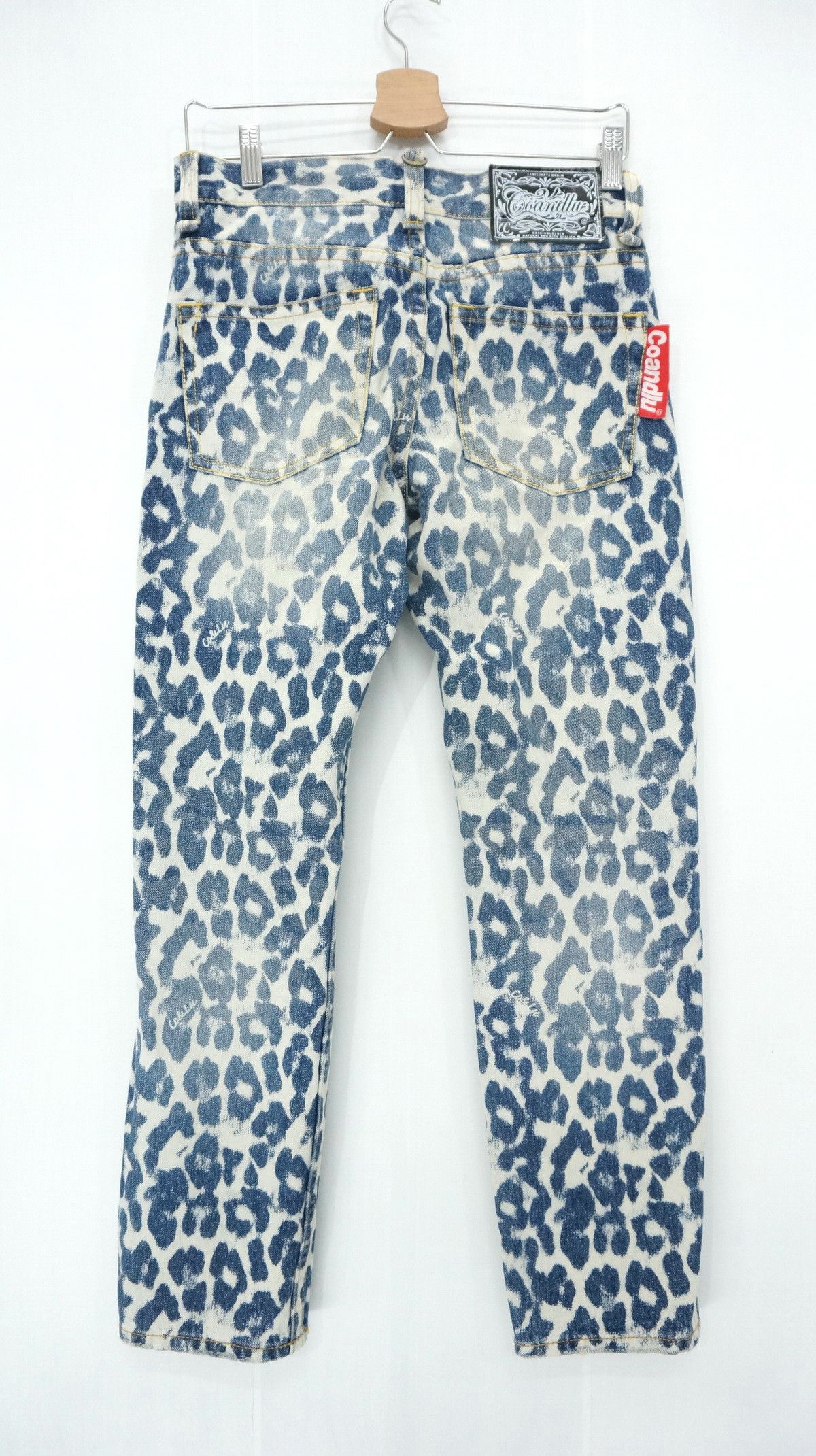 image of Co & Lu Leopard Print Jeans in Blue Denim, Men's (Size 28)