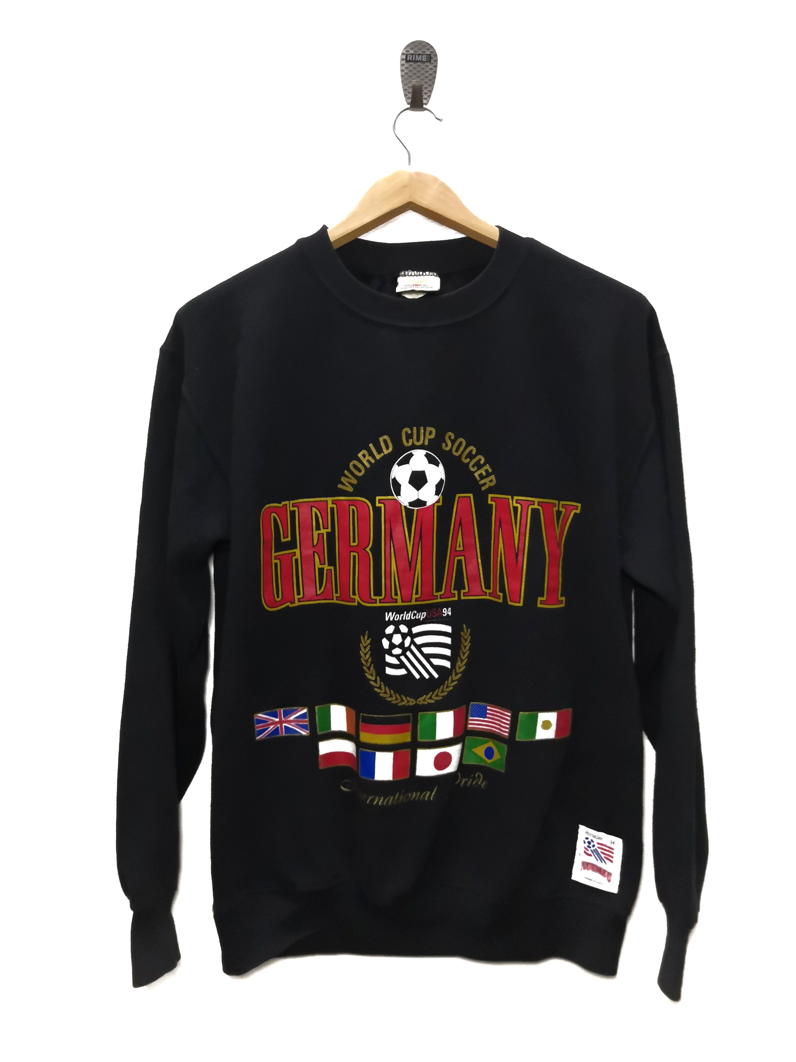 image of Fifa World Cup x Nutmeg Mills VTG Black Worldcup Usa94 ``germany``sweatshirt, Men's (Size Medium)