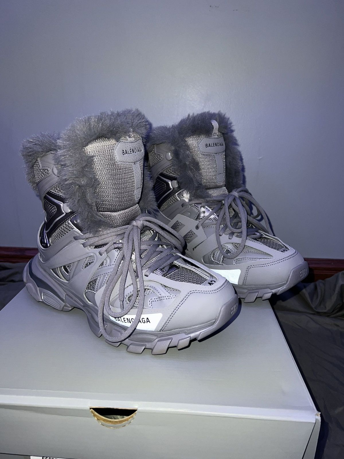Balenciaga Balenciaga Track Hike Faux Fur Sneakers Size US 9 / EU 42 - 1 Thumbnail