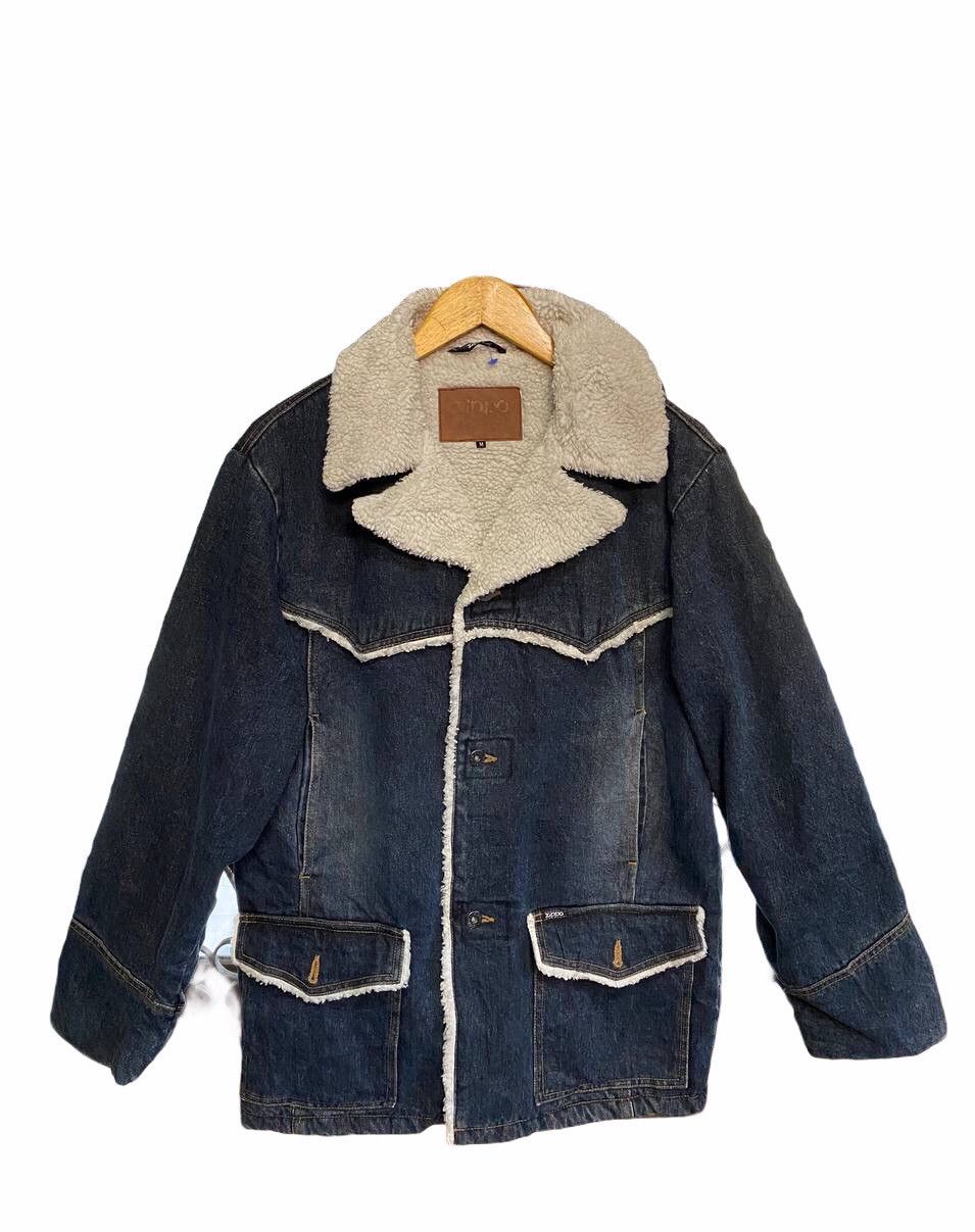 image of Vintage Zippo Sherpa Lined Denim Coat in Denim Blue, Men's (Size Medium)