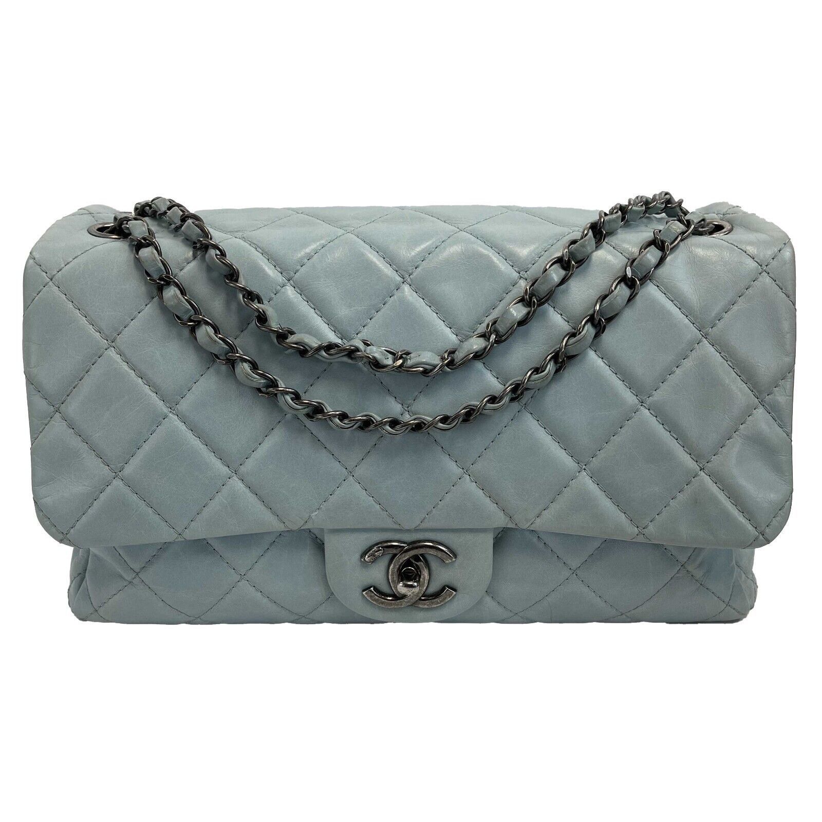 CHANEL - Baby Blue Seasonal CC Jumbo Single Flap - Lambskin