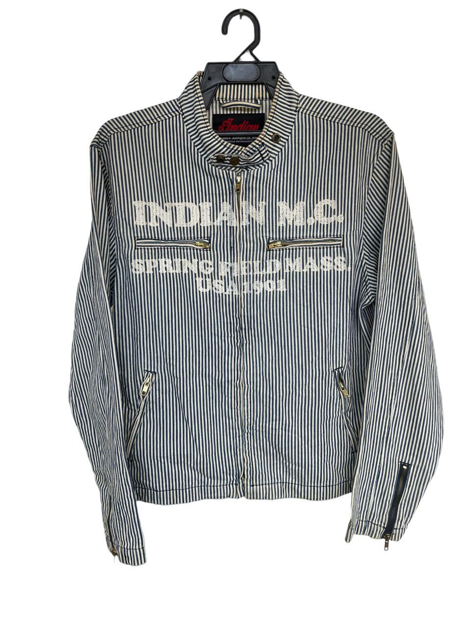 Indian Motorcycle × Sports Specialties Indian M.C. Springfield Mass USA 1901 Hickory Stripes Jacket Size US L / EU 52-54 / 3 - 6 Thumbnail
