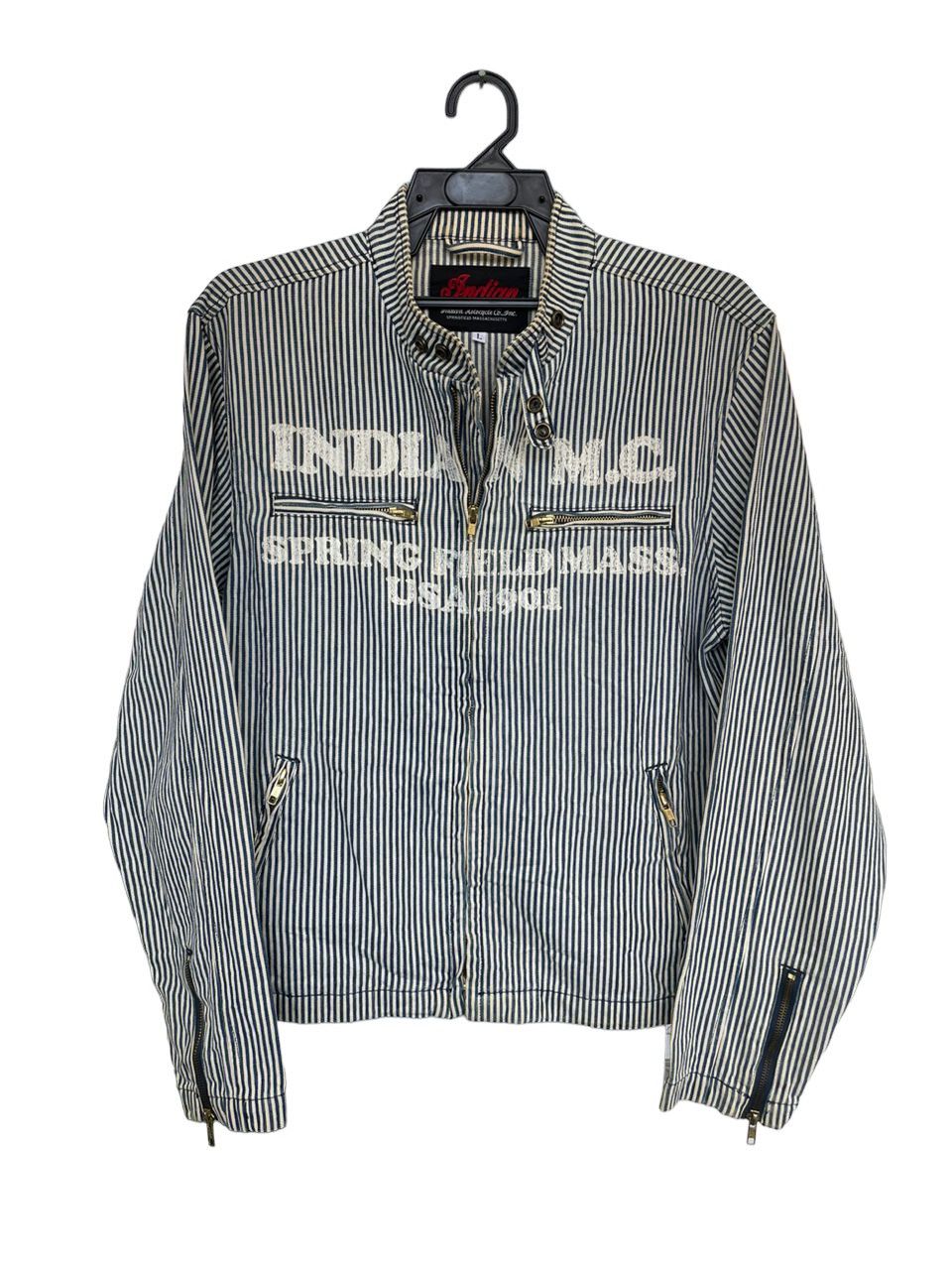 Indian Motorcycle × Sports Specialties Indian M.C. Springfield Mass USA 1901 Hickory Stripes Jacket Size US L / EU 52-54 / 3 - 1 Thumbnail