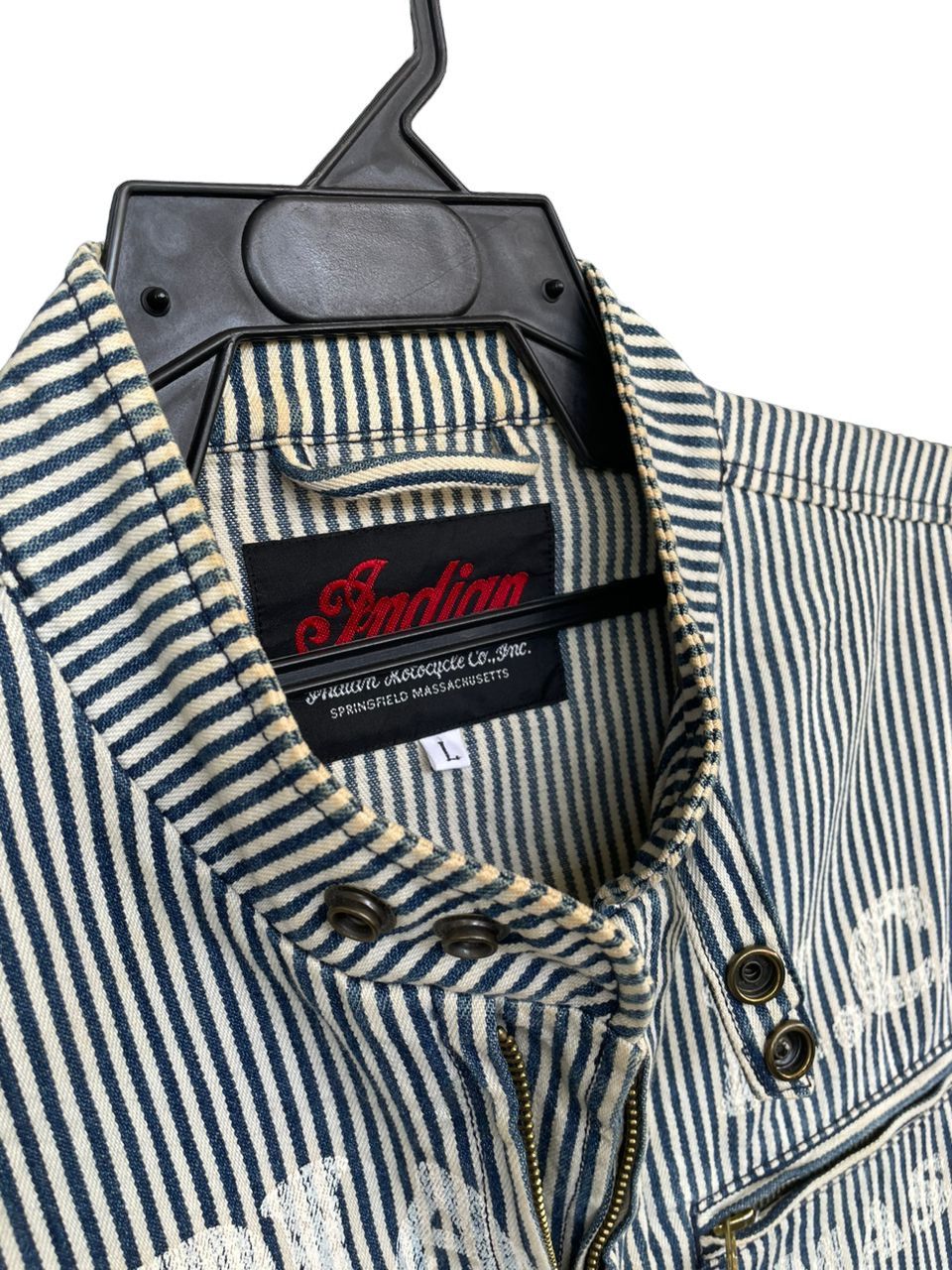 Indian Motorcycle × Sports Specialties Indian M.C. Springfield Mass USA 1901 Hickory Stripes Jacket Size US L / EU 52-54 / 3 - 8 Thumbnail