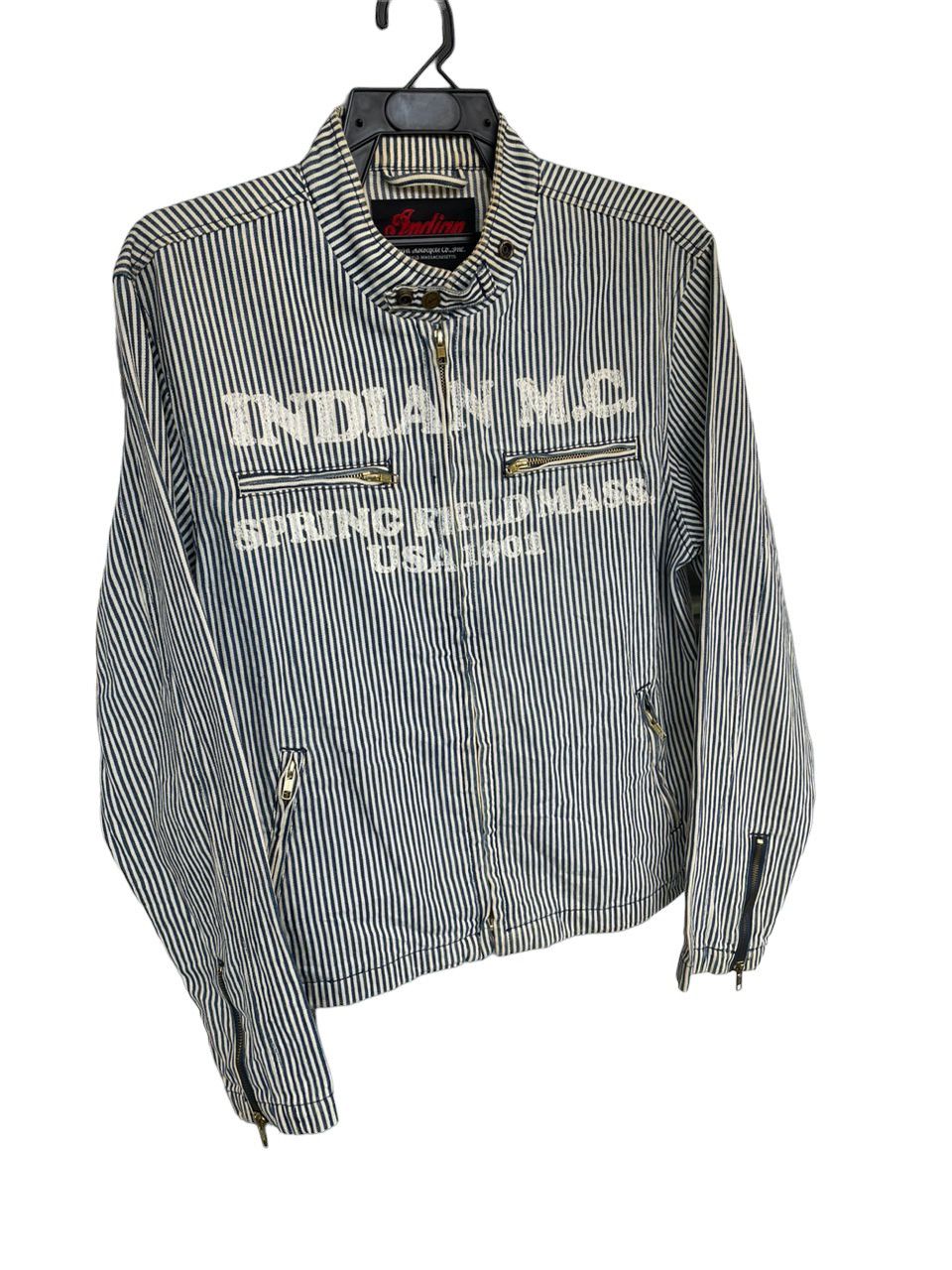 Indian Motorcycle × Sports Specialties Indian M.C. Springfield Mass USA 1901 Hickory Stripes Jacket Size US L / EU 52-54 / 3 - 7 Thumbnail