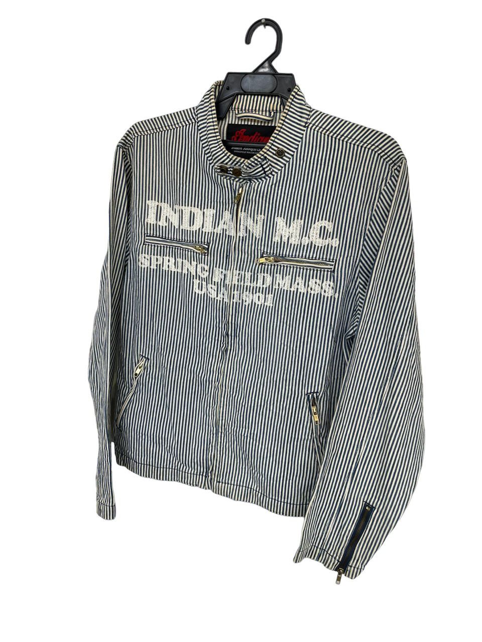 Indian Motorcycle × Sports Specialties Indian M.C. Springfield Mass USA 1901 Hickory Stripes Jacket Size US L / EU 52-54 / 3 - 4 Thumbnail