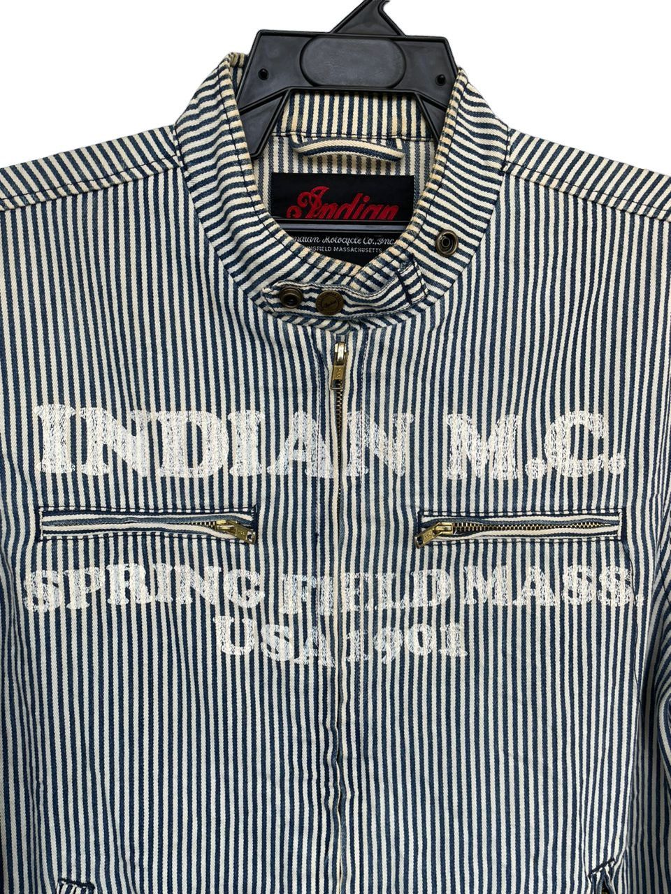 Indian Motorcycle × Sports Specialties Indian M.C. Springfield Mass USA 1901 Hickory Stripes Jacket Size US L / EU 52-54 / 3 - 11 Thumbnail