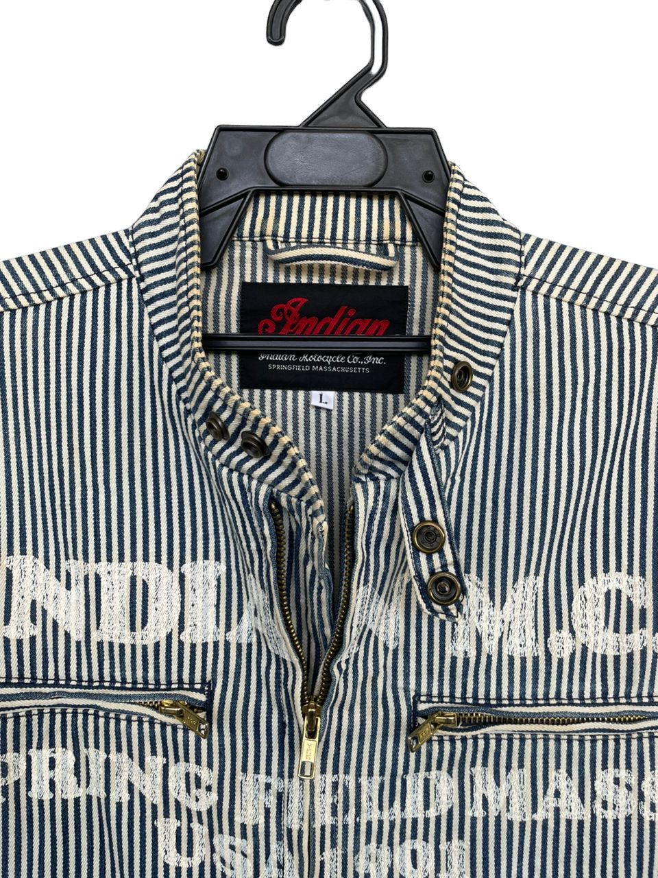 Indian Motorcycle × Sports Specialties Indian M.C. Springfield Mass USA 1901 Hickory Stripes Jacket Size US L / EU 52-54 / 3 - 9 Thumbnail