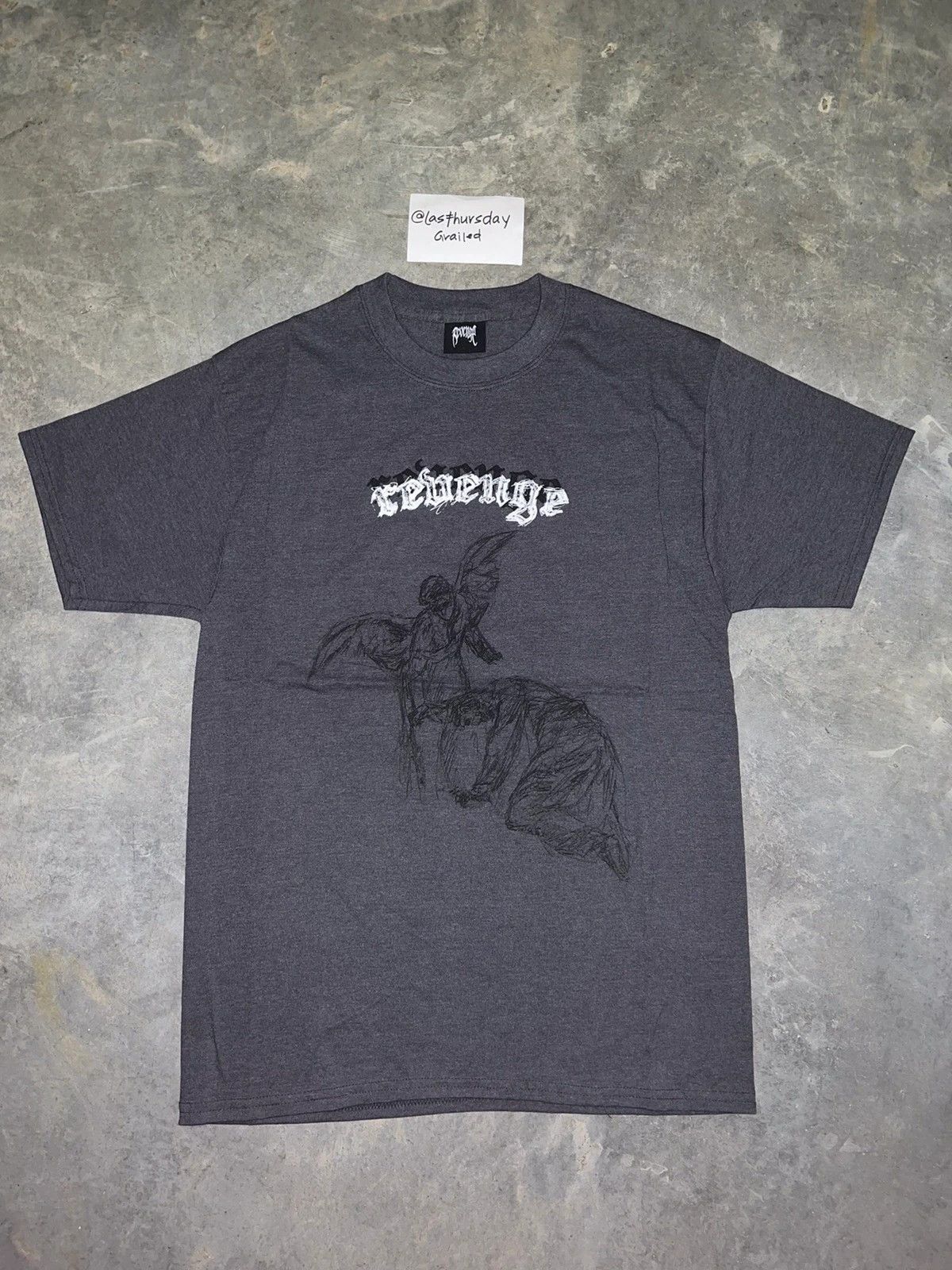 Revenge Angel Sketch Tee Grey outlet Small