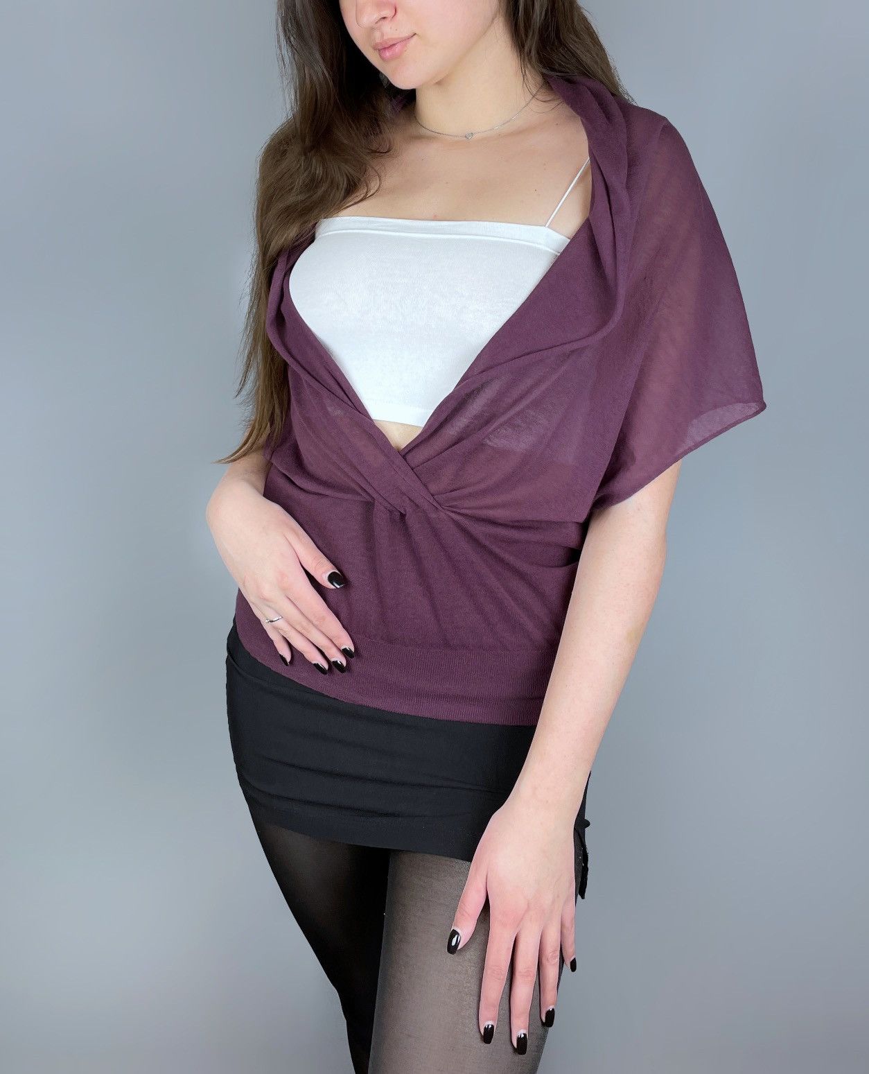 Brunello Cucinelli Women's Brunello Cucinelli Knit Burgundy V-Neck Blouse Sz L Size L / US 10 / IT 46 - 2 Thumbnail
