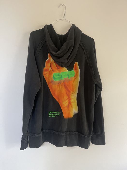 Off white best sale hand logo hoodie