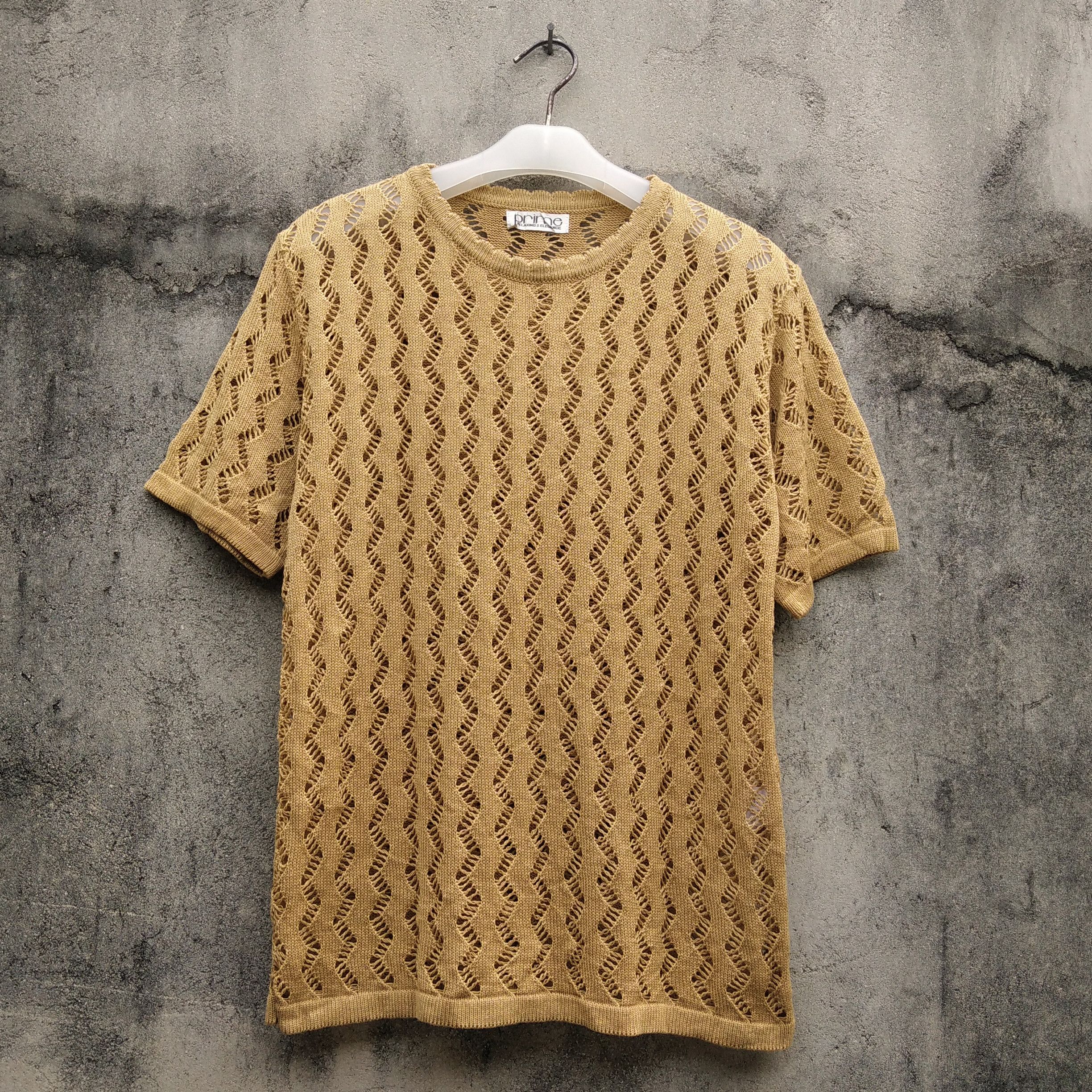 Vintage 80's PRIME Japanese Brand Mesh T-Shirt