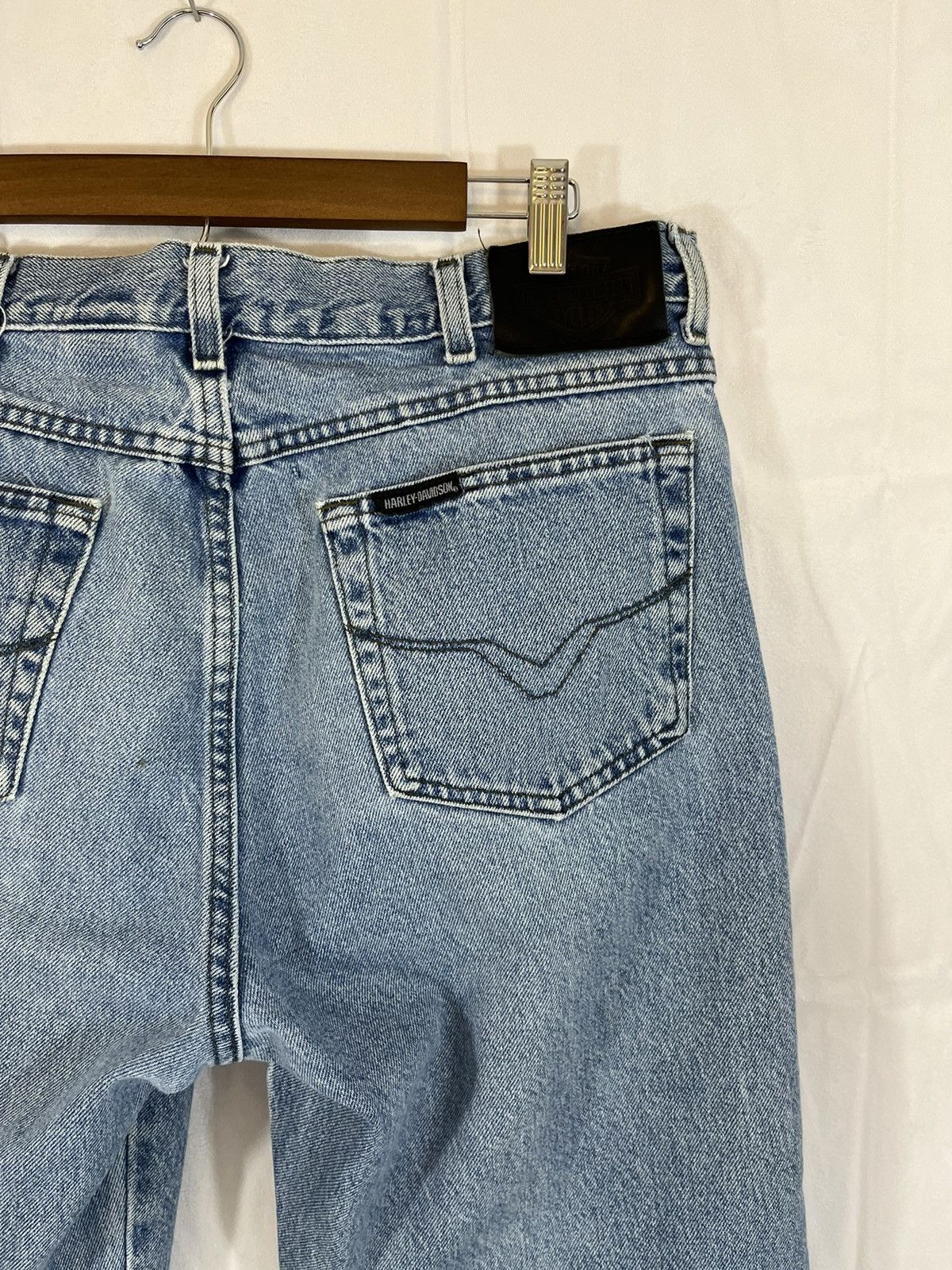 Vintage Harley Davidson Moto Basic Distressed Faded Wash Jeans Size US 36 / EU 52 - 2 Thumbnail