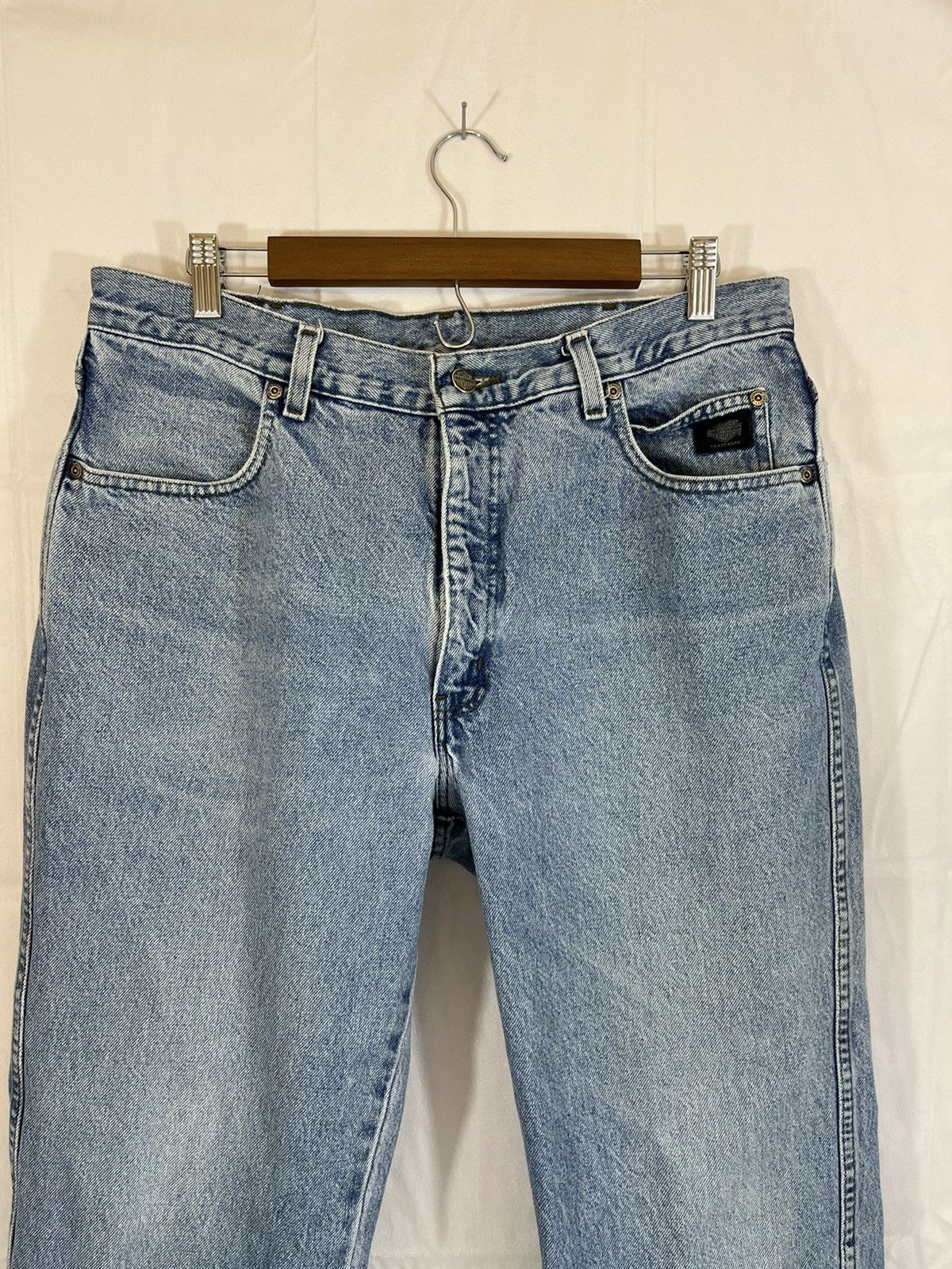 Vintage Harley Davidson Moto Basic Distressed Faded Wash Jeans Size US 36 / EU 52 - 3 Thumbnail
