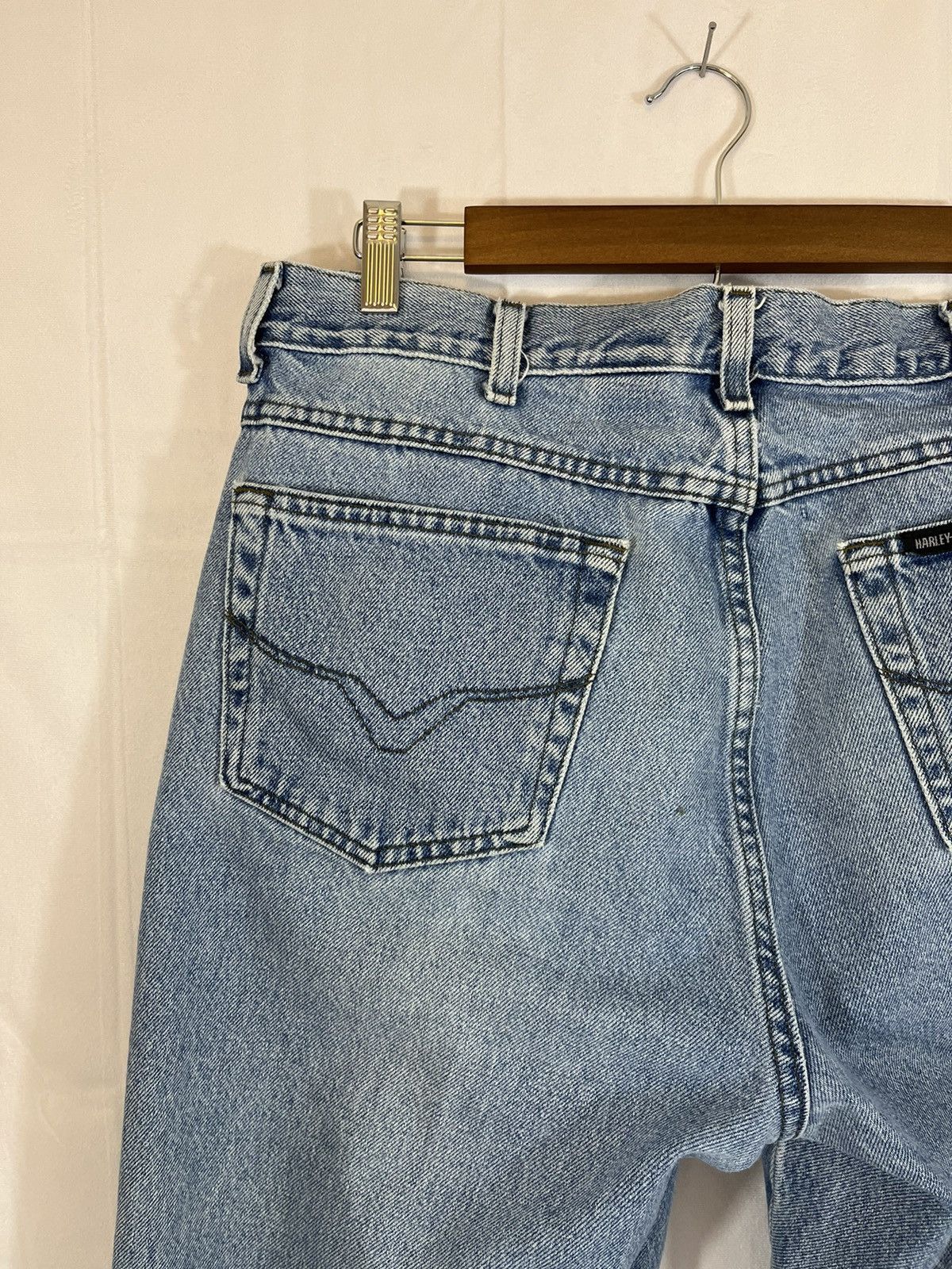 Vintage Harley Davidson Moto Basic Distressed Faded Wash Jeans Size US 36 / EU 52 - 12 Thumbnail
