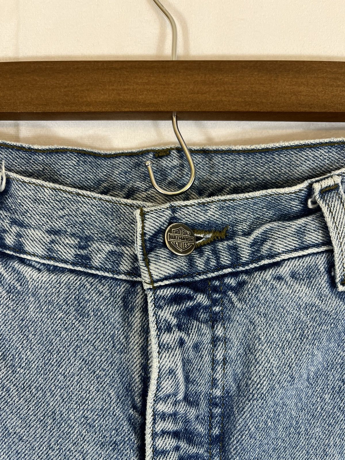 Vintage Harley Davidson Moto Basic Distressed Faded Wash Jeans Size US 36 / EU 52 - 6 Thumbnail
