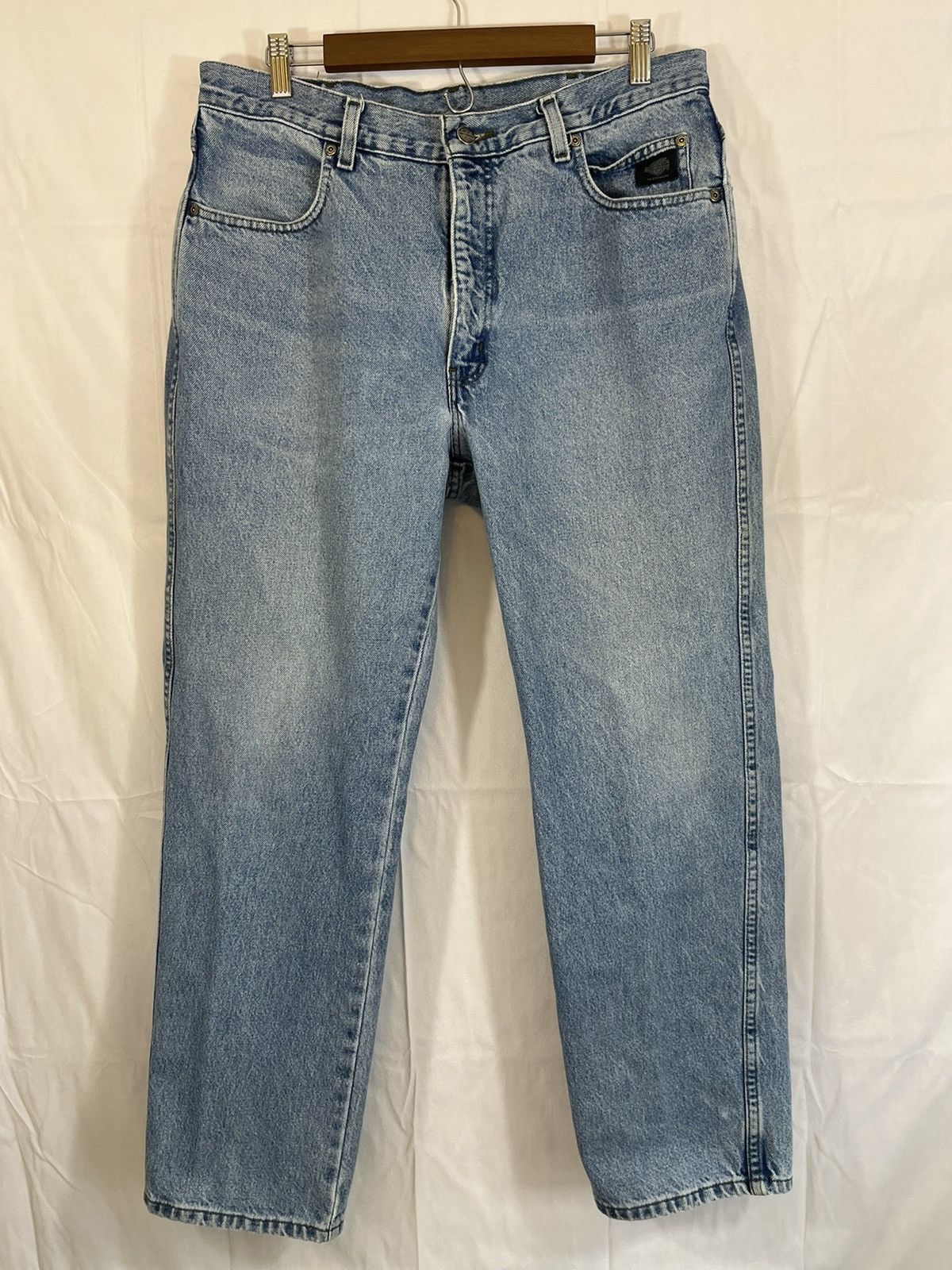 Vintage Harley Davidson Moto Basic Distressed Faded Wash Jeans Size US 36 / EU 52 - 1 Thumbnail