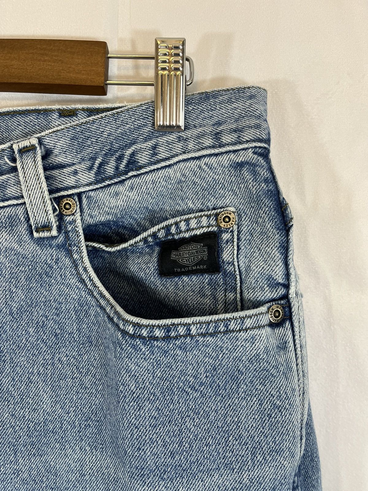 Vintage Harley Davidson Moto Basic Distressed Faded Wash Jeans Size US 36 / EU 52 - 5 Thumbnail