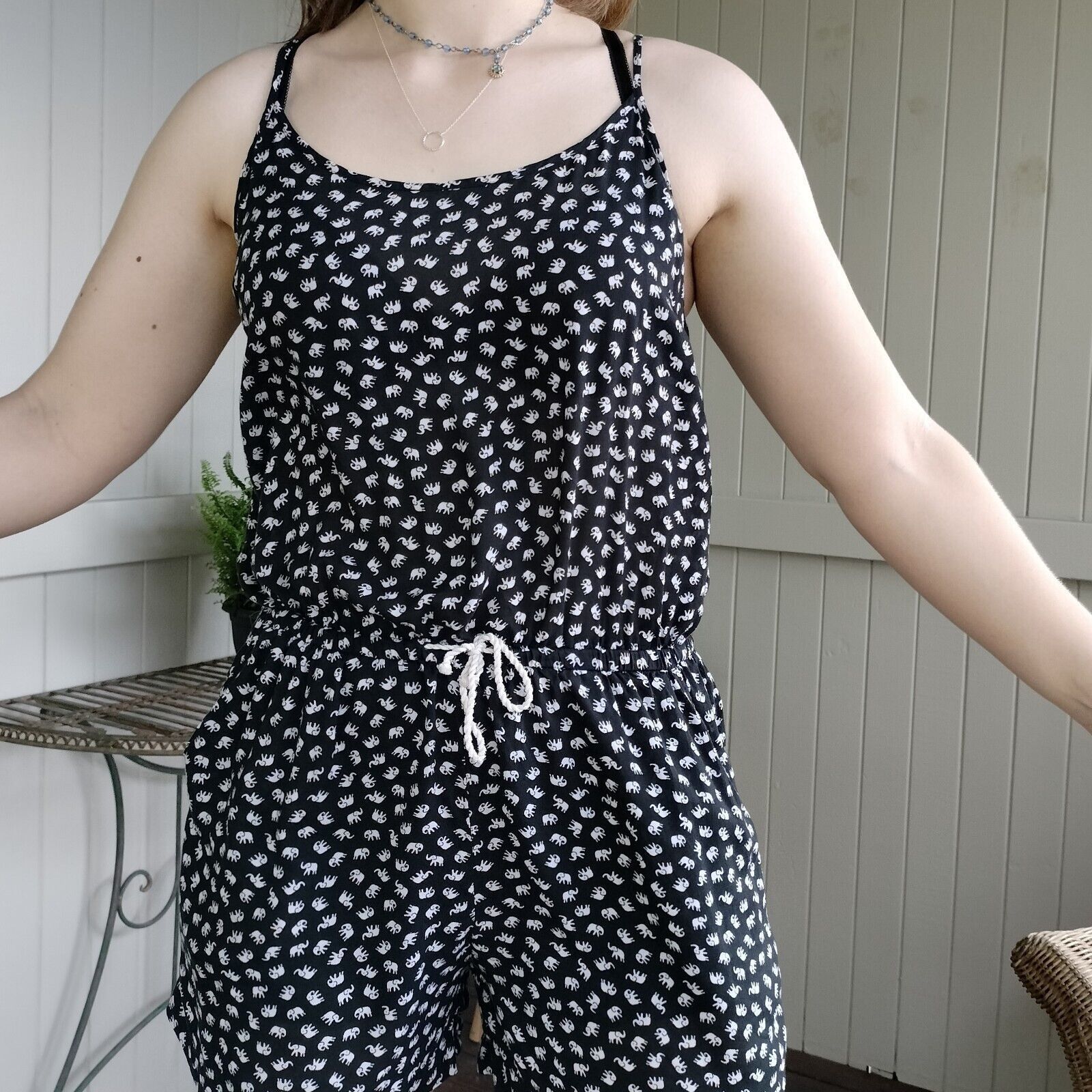 Designer United Colors Of Benetton Playsuit Romper Animal Print Size 30" / US 8 / IT 44 - 3 Thumbnail