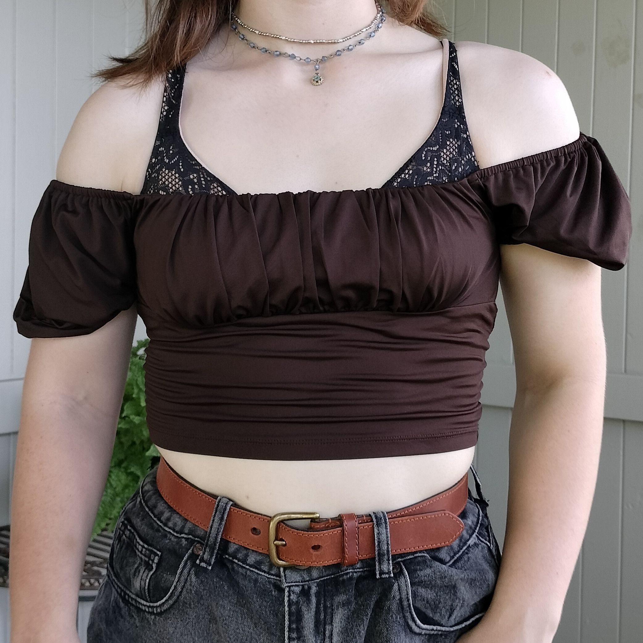 Other Ally on shoulder/off shoulder milkmaid puff sleeve crop top Size ONE SIZE - 2 Thumbnail