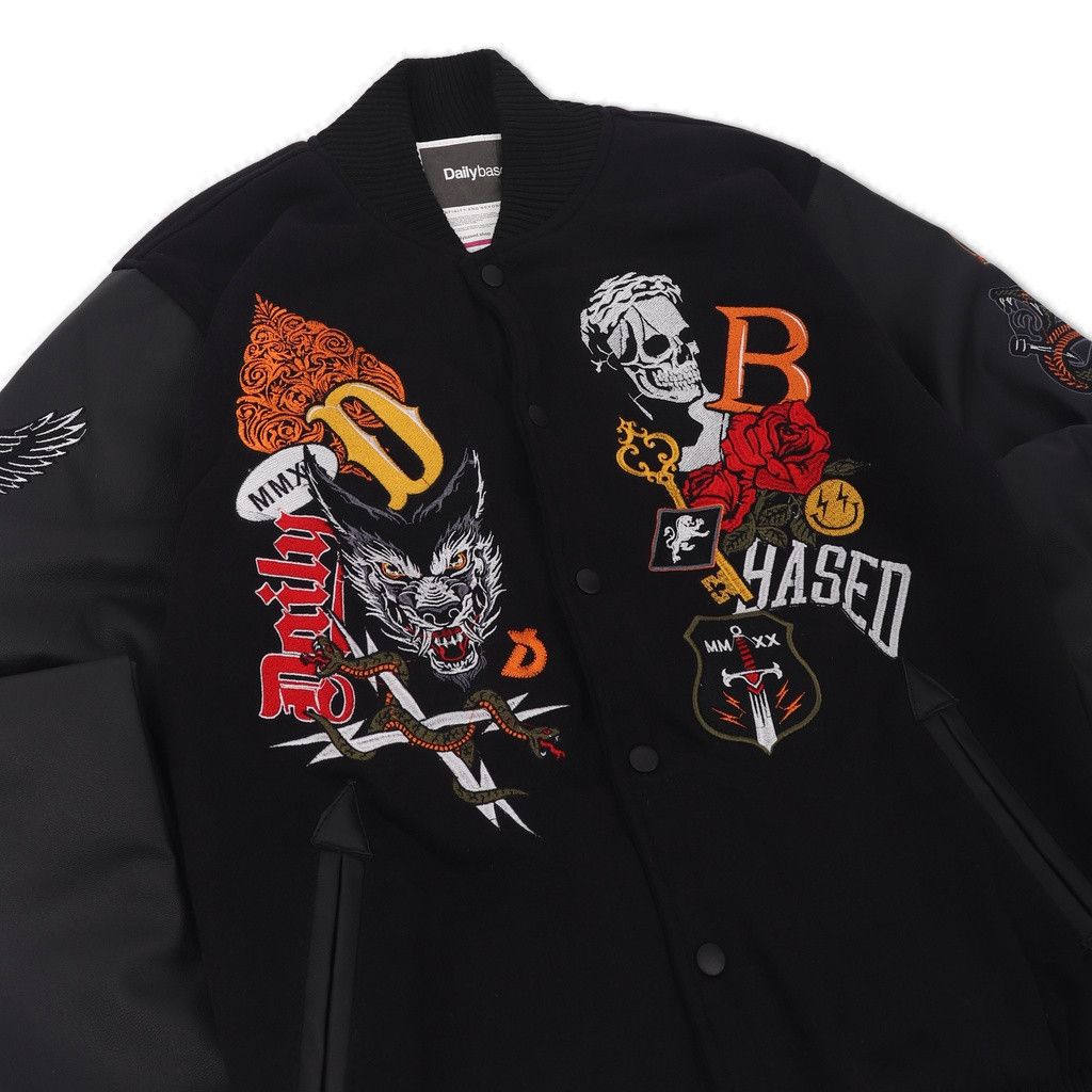Bomber Jacket × Cartoon Network × Varsity Varsity jacket skull and wolf ...