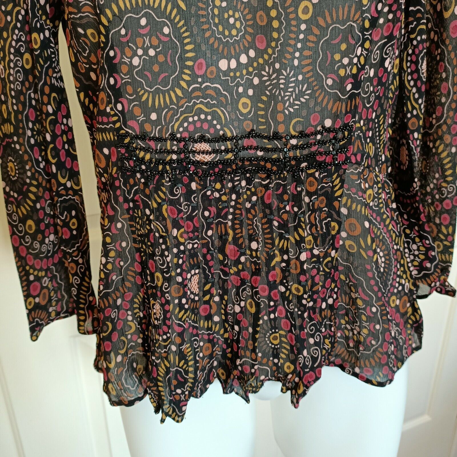Designer Vintage Y2K Sportscraft Size 10 Blouse Top Black Pleated Size M / US 6-8 / IT 42-44 - 5 Thumbnail