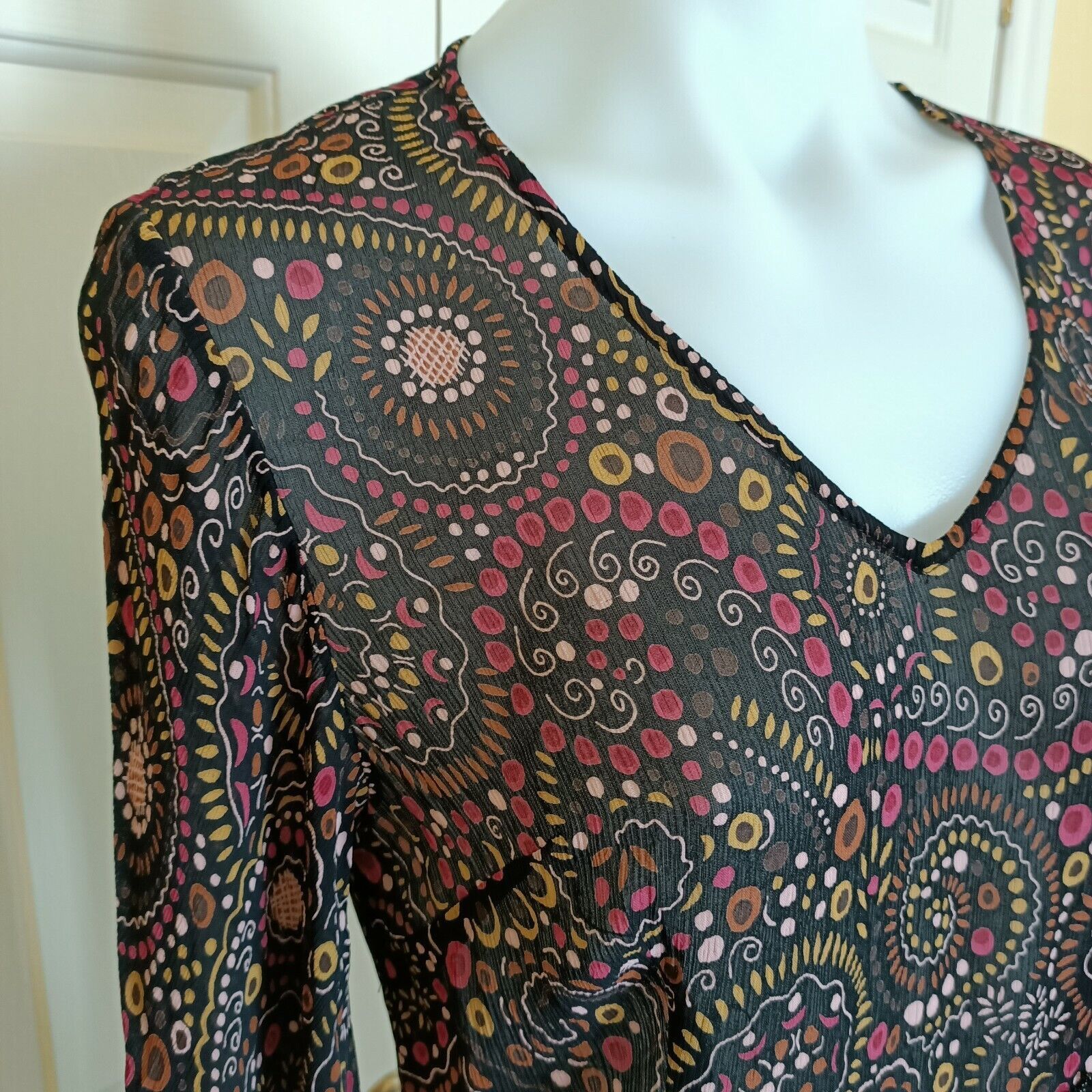 Designer Vintage Y2K Sportscraft Size 10 Blouse Top Black Pleated Size M / US 6-8 / IT 42-44 - 6 Thumbnail