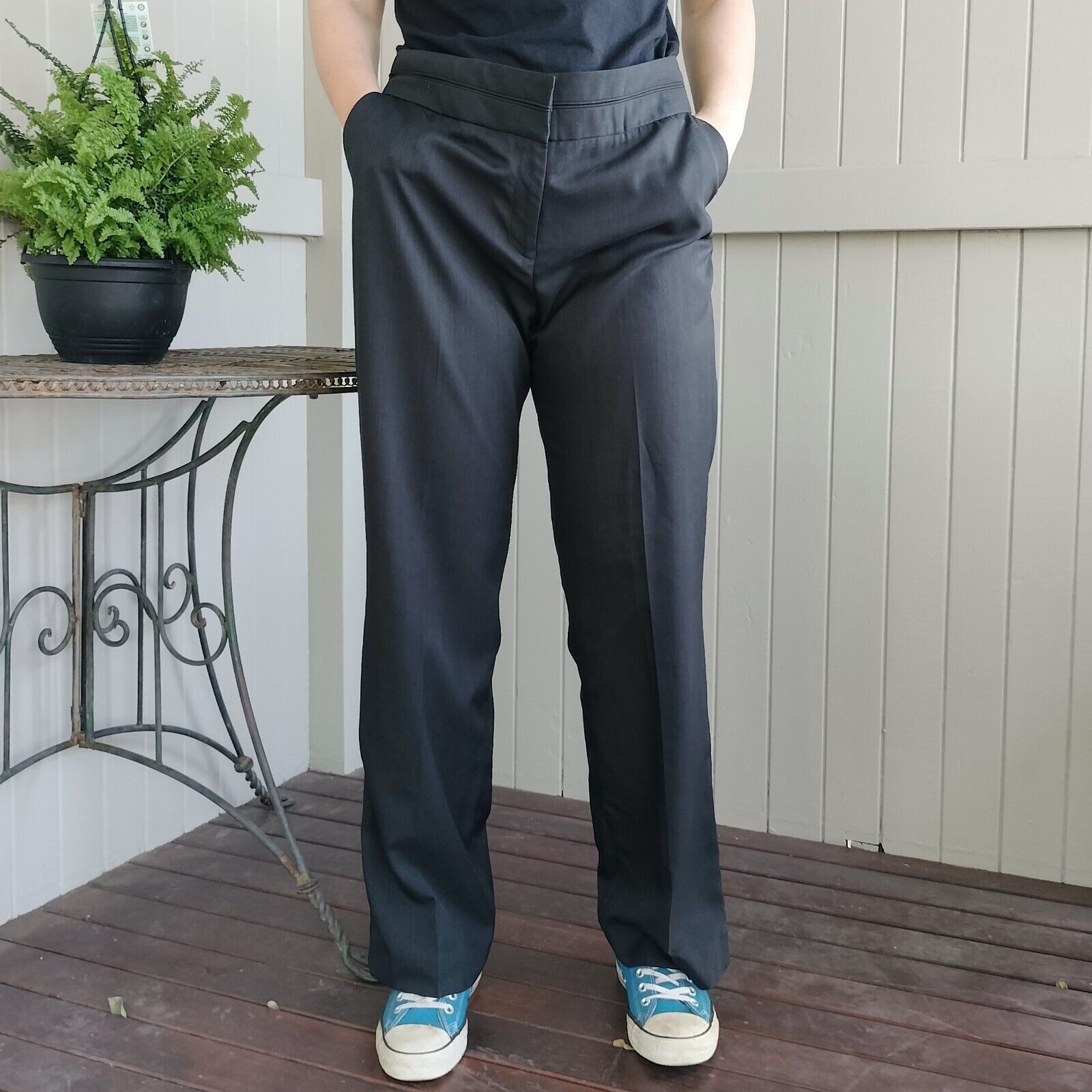 Vintage Vintage Y2K Pants Black Straight Leg High Waist Cigarette Size 34" / US 12 / IT 48 - 4 Thumbnail