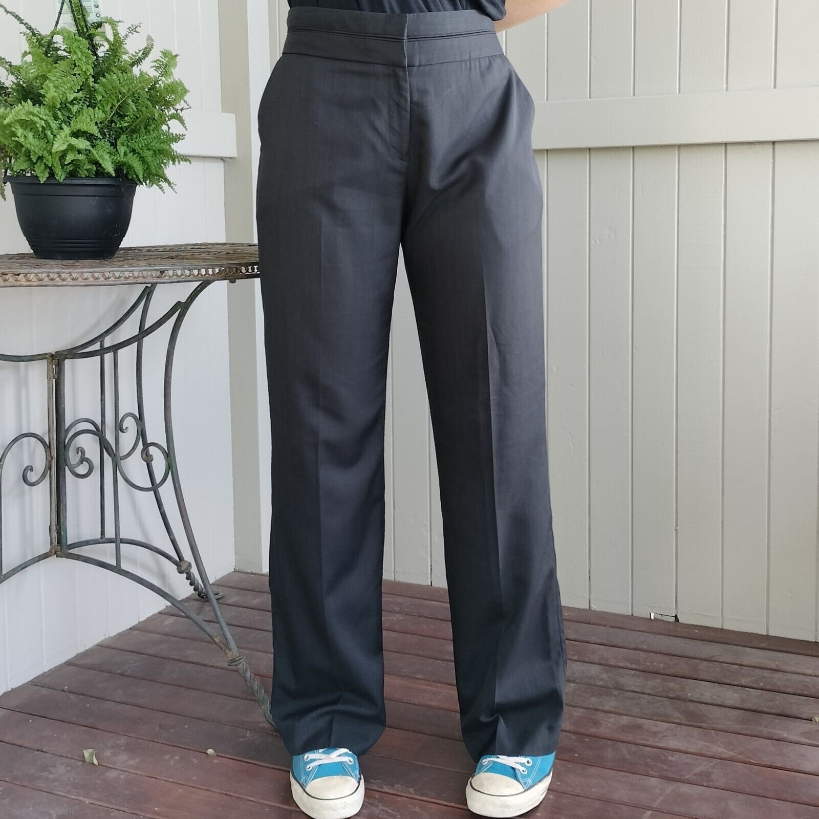 Vintage Vintage Y2K Pants Black Straight Leg High Waist Cigarette Size 34" / US 12 / IT 48 - 2 Thumbnail