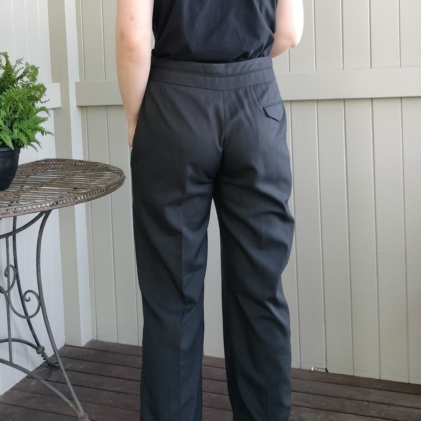 Vintage Vintage Y2K Pants Black Straight Leg High Waist Cigarette Size 34" / US 12 / IT 48 - 5 Thumbnail