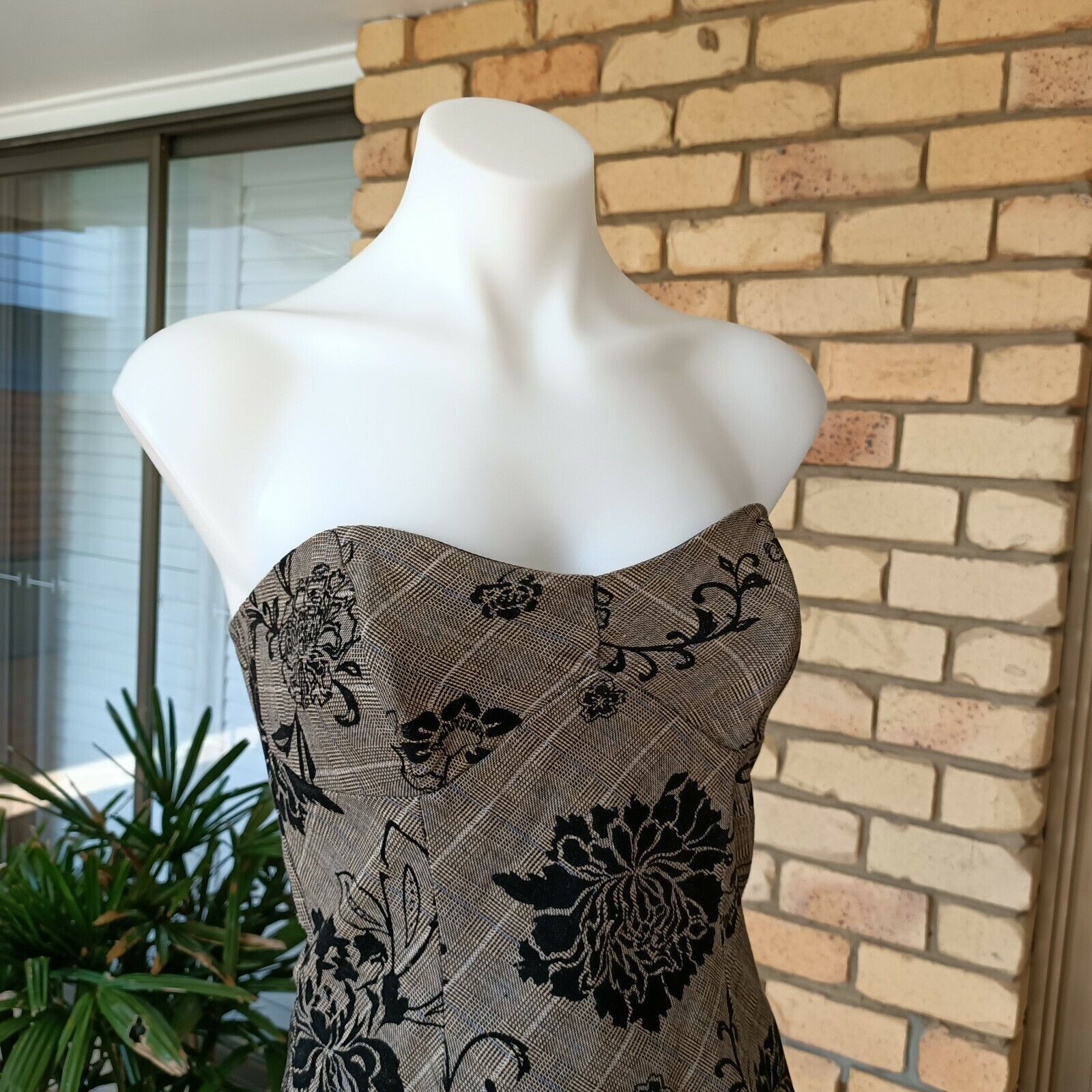Designer Review Vintage 90s Y2KCorset Top Floral Velvet Houndstooth Size S / US 4 / IT 40 - 5 Thumbnail
