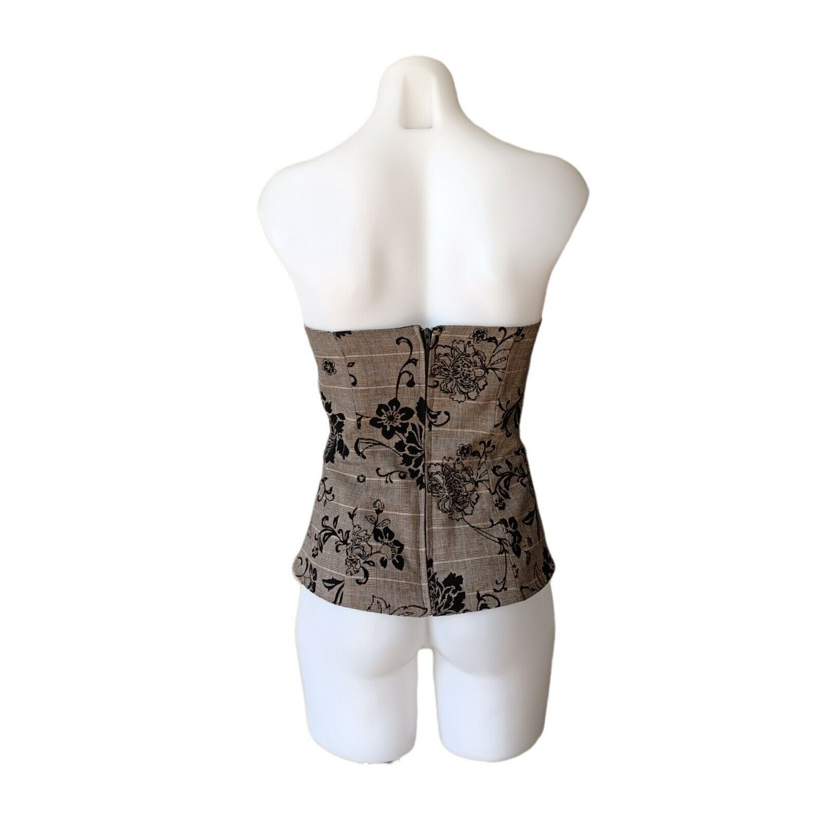 Designer Review Vintage 90s Y2KCorset Top Floral Velvet Houndstooth Size S / US 4 / IT 40 - 3 Thumbnail