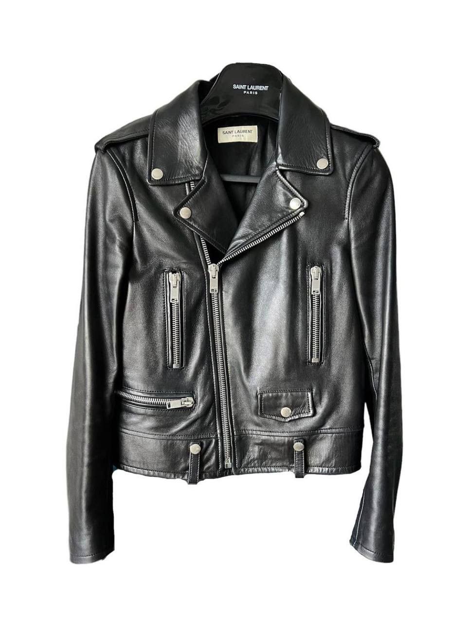 image of Saint Laurent Paris Saint Laurent Fw16 Washed Calf L01 Leather Biker Jacket in Black (Size XS)