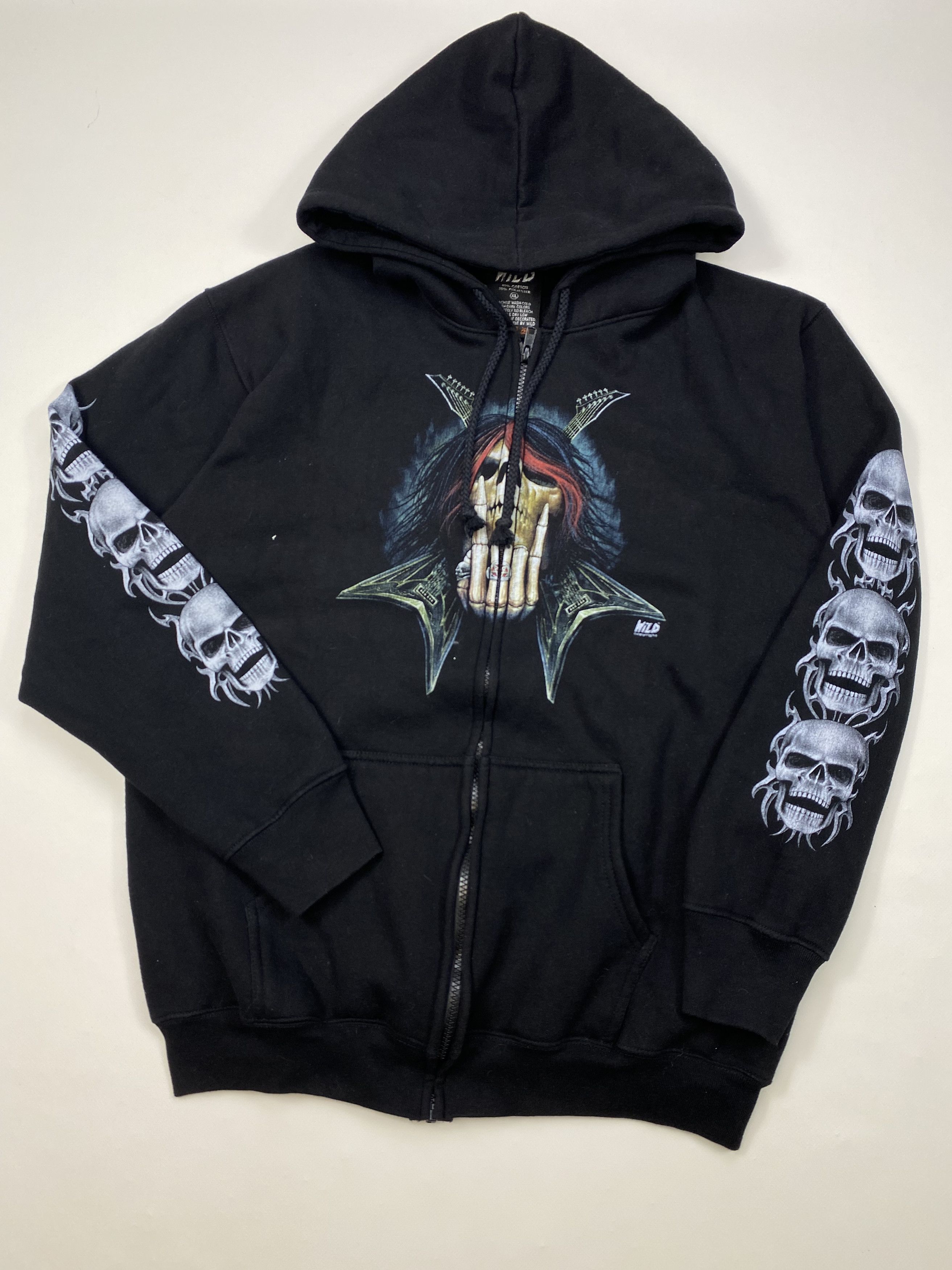 Vintage Skull Zip-Up Hoodie