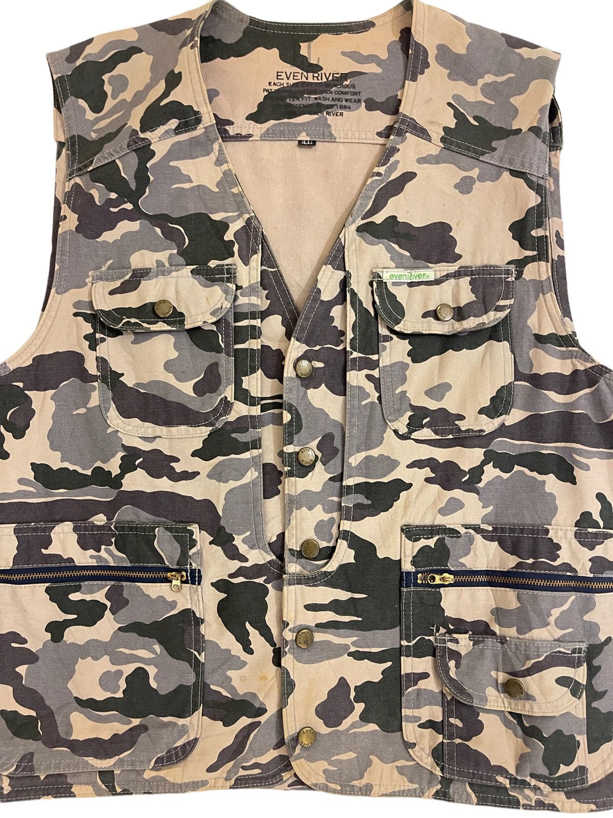 Japanese Brand × Vintage vintage techwear vest even river outdoor vest Size US L / EU 52-54 / 3 - 4 Thumbnail