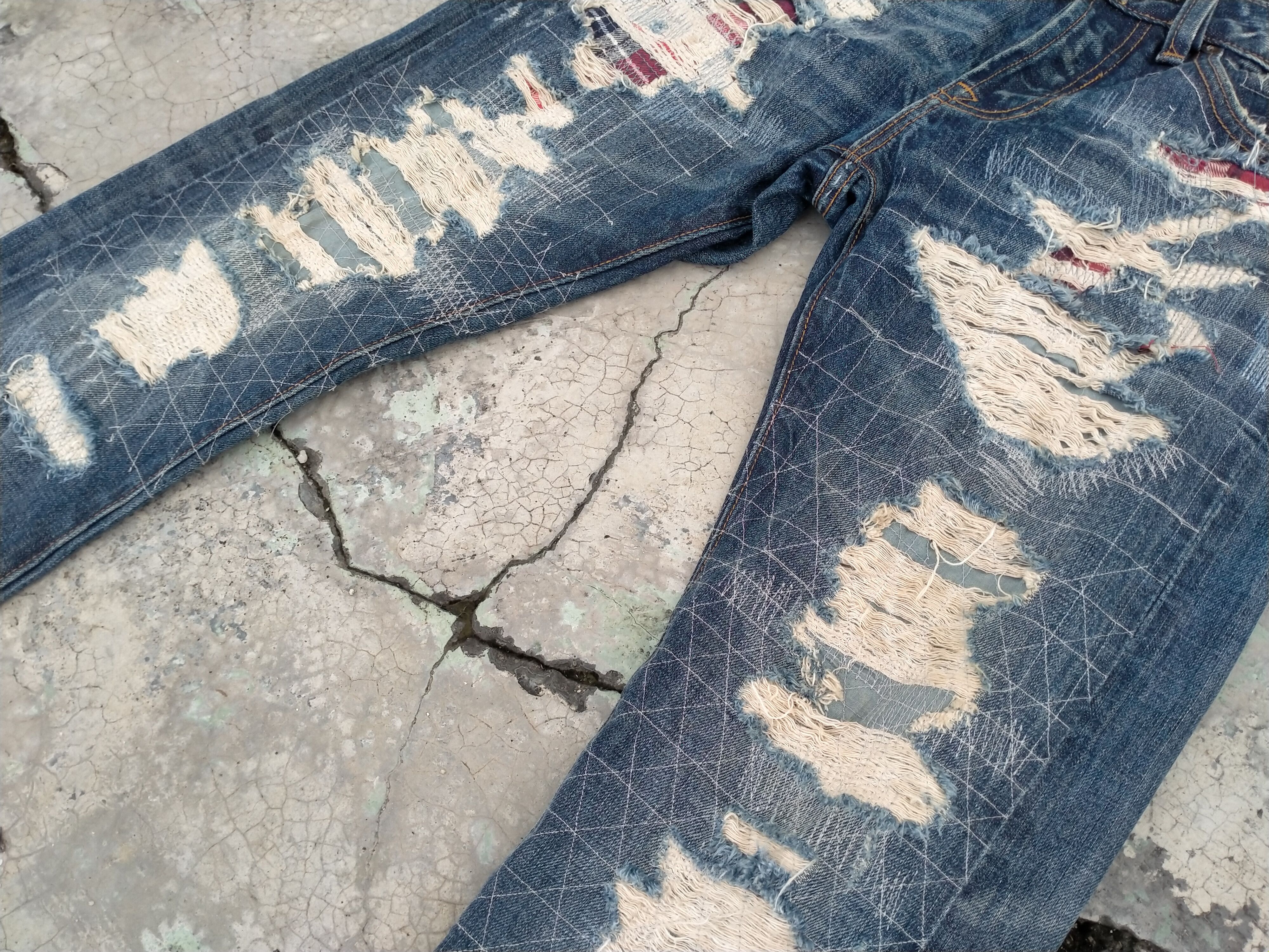 Japanese Brand Distressed boro sashiko style by Cult of individuality Denim Size US 32 / EU 48 - 8 Thumbnail