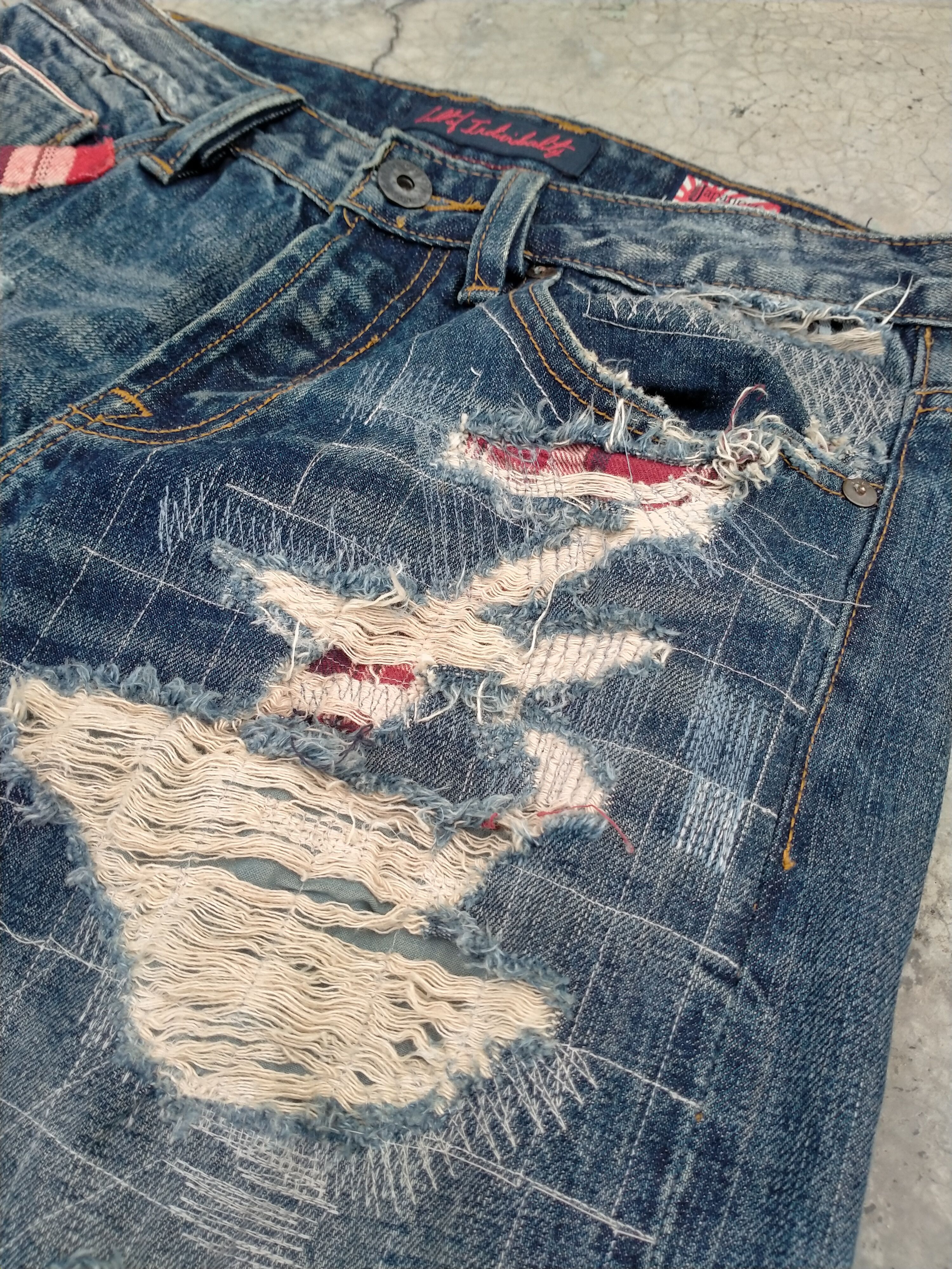 Japanese Brand Distressed boro sashiko style by Cult of individuality Denim Size US 32 / EU 48 - 4 Thumbnail