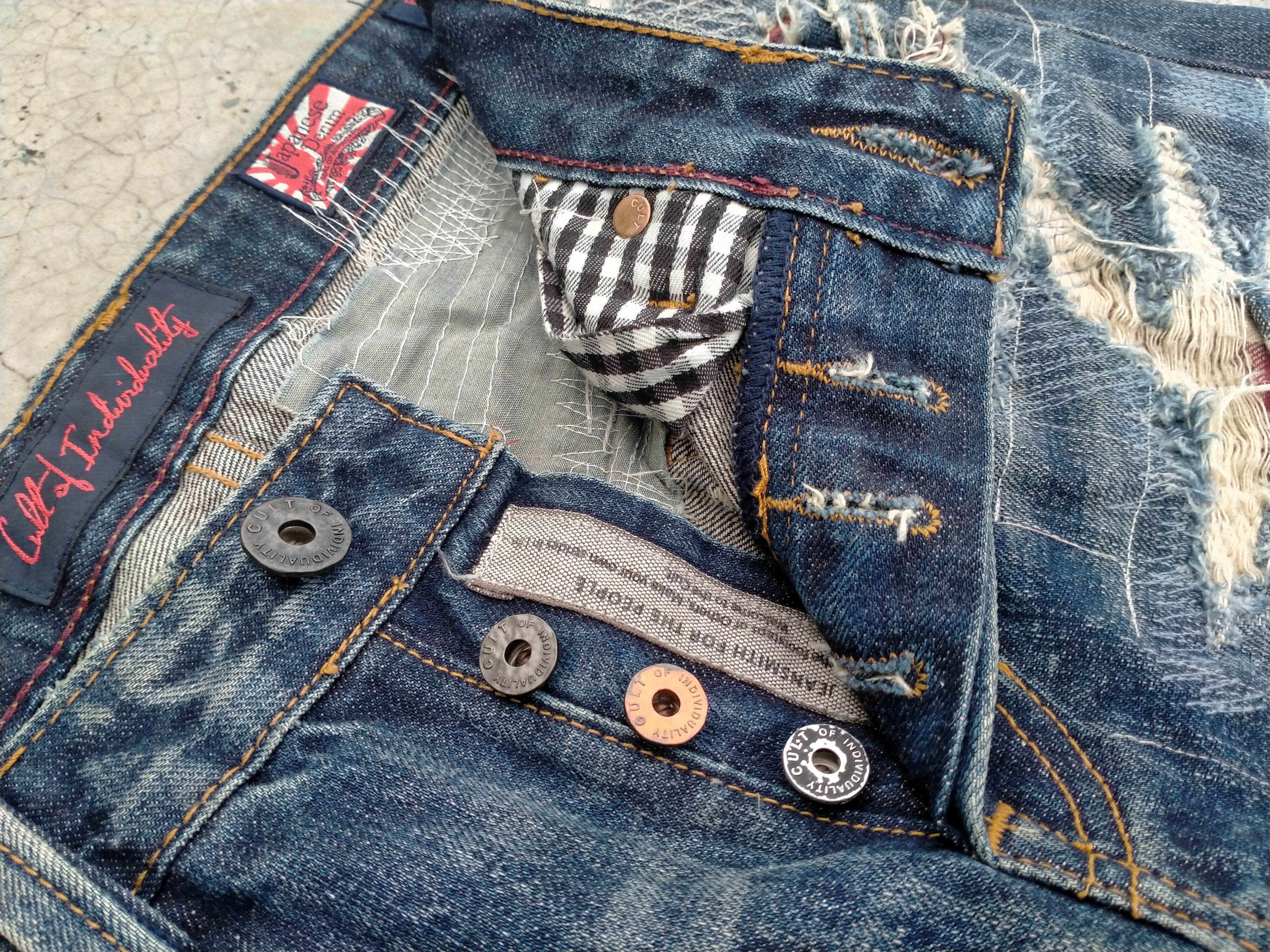 Japanese Brand Distressed boro sashiko style by Cult of individuality Denim Size US 32 / EU 48 - 2 Thumbnail