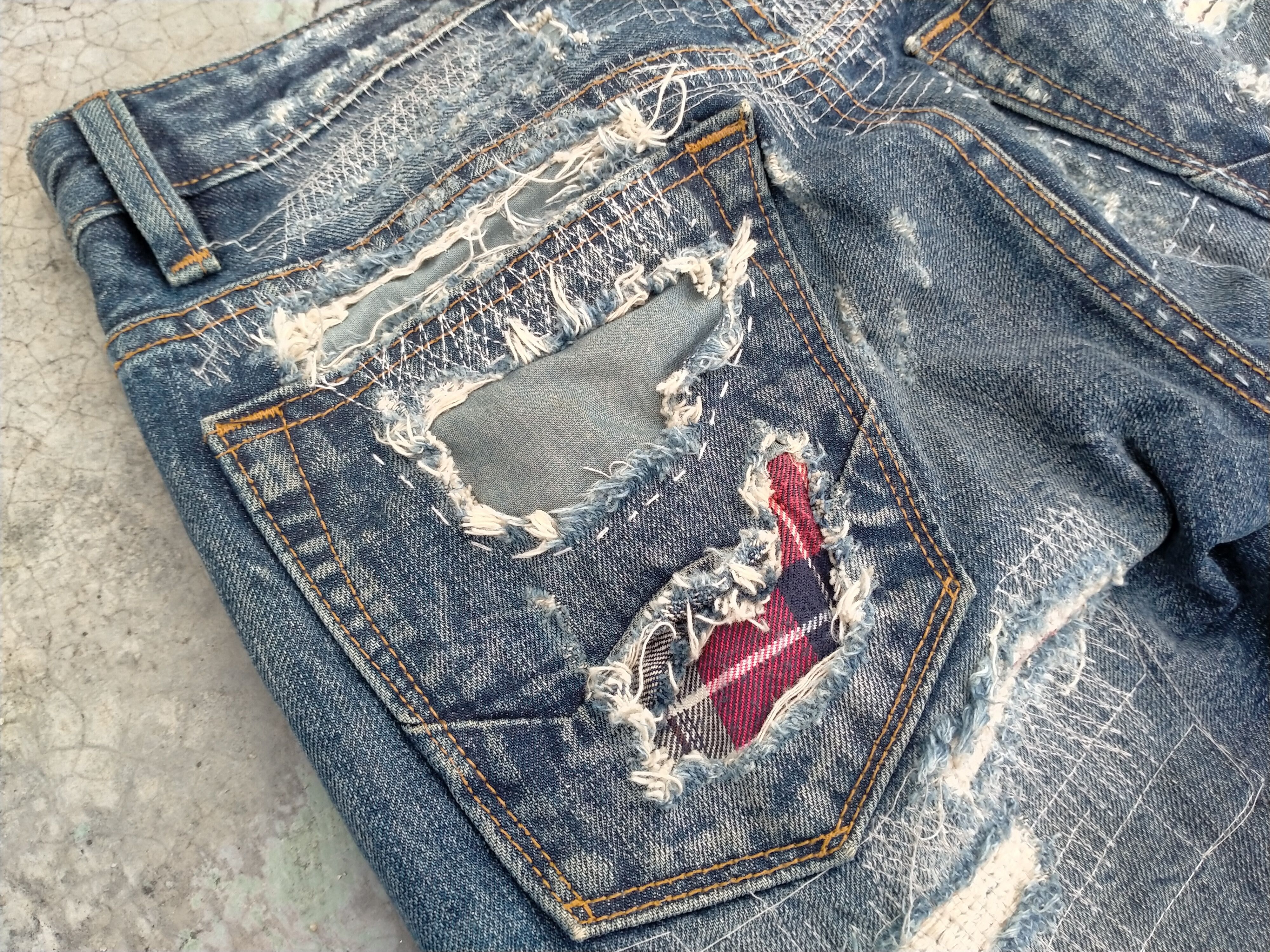 Japanese Brand Distressed boro sashiko style by Cult of individuality Denim Size US 32 / EU 48 - 16 Thumbnail