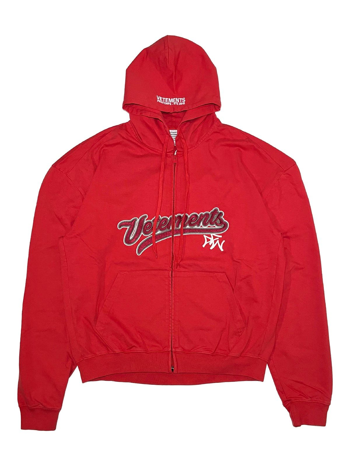 Pre-owned Vetements Bro Baseball Embroidered Logo Zip Hoodie In Red