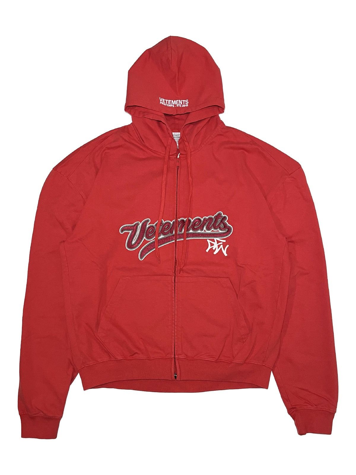 Pre-owned Bro Baseball Embroidered Logo Zip Hoodie In Red