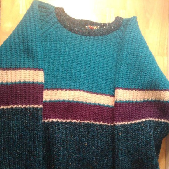 Vintage Concrete Wool Color Block Crewneck Sweater
