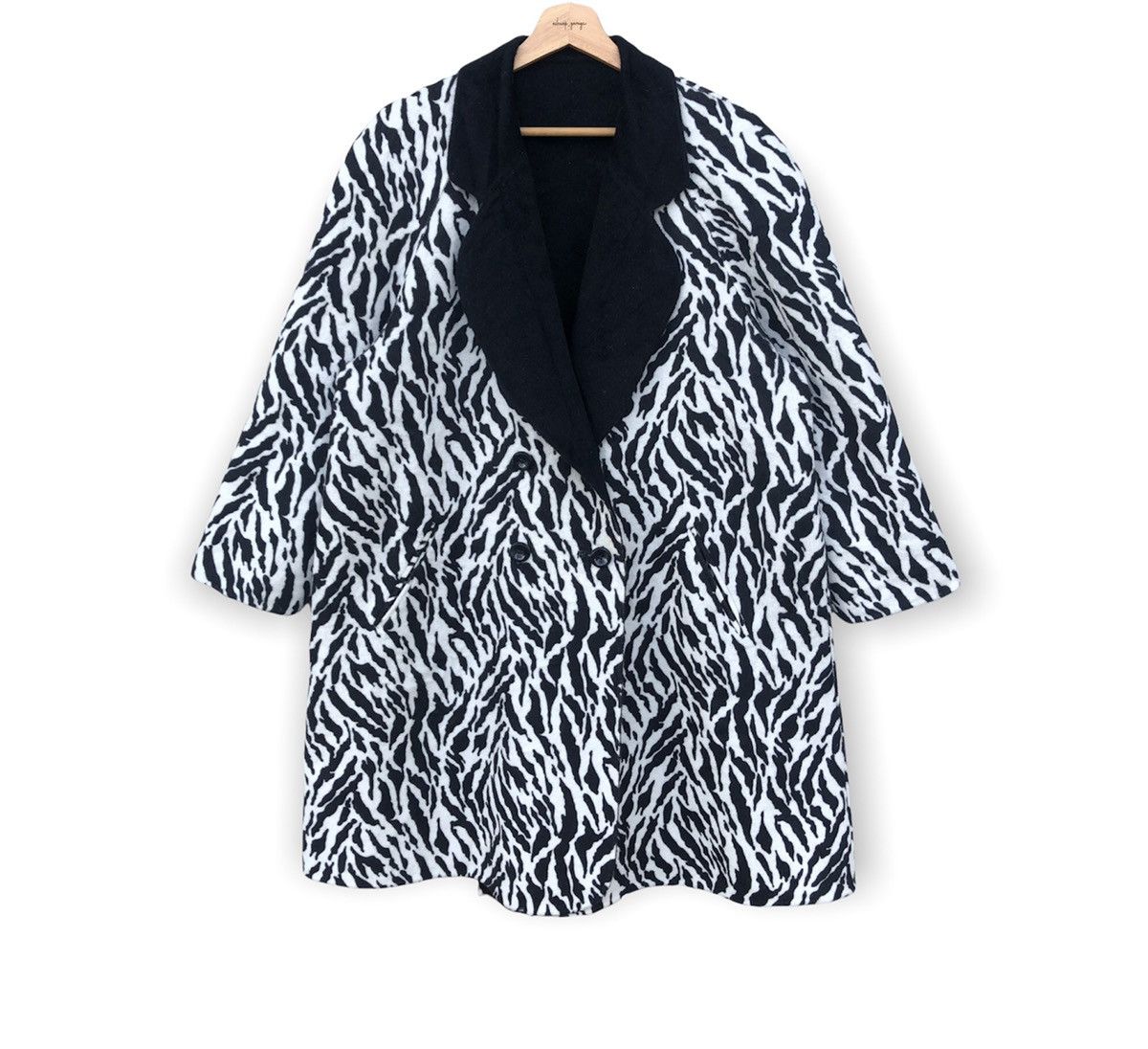 Vintage Reversible Trench Coat Zebra Full-printed