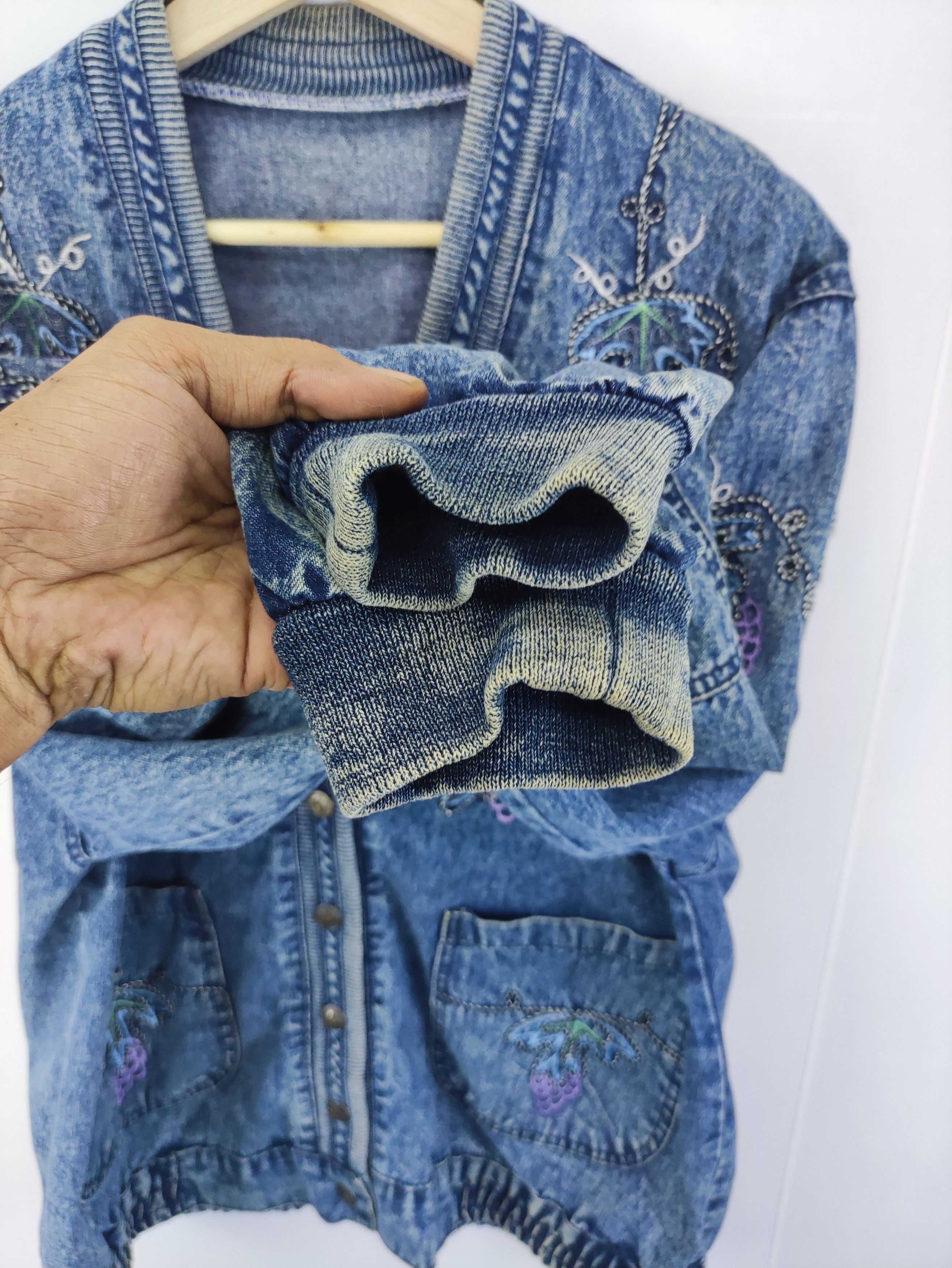 Denime Vintage Cardigan Denim Jacket Embroidered Logo Size L / US 10 / IT 46 - 3 Thumbnail
