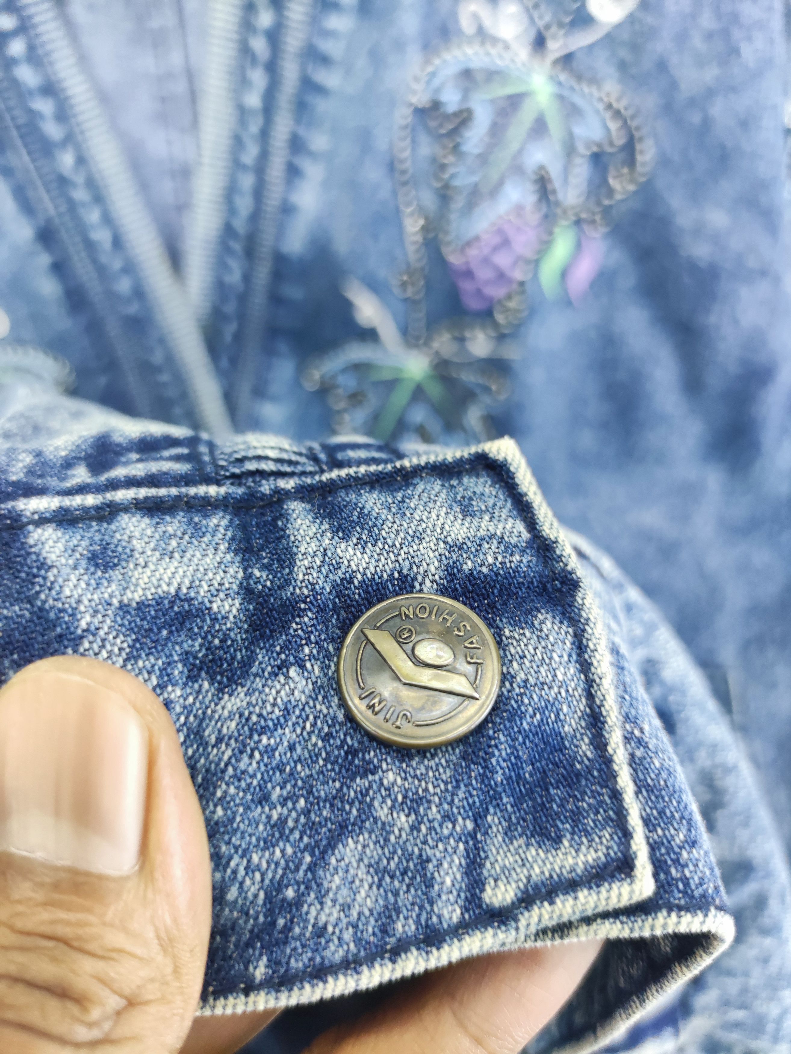 Denime Vintage Cardigan Denim Jacket Embroidered Logo Size L / US 10 / IT 46 - 2 Thumbnail