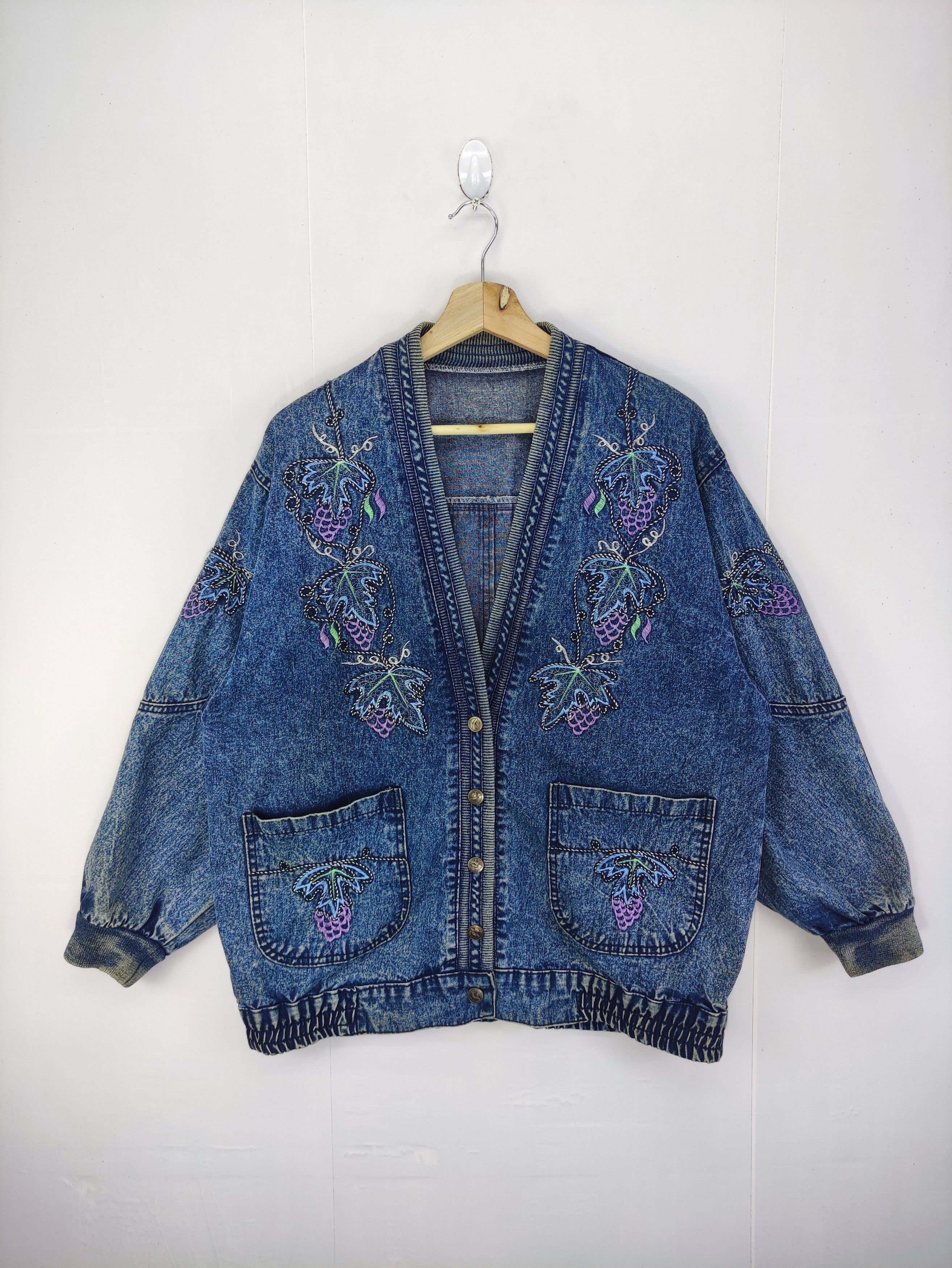 Denime Vintage Cardigan Denim Jacket Embroidered Logo Size L / US 10 / IT 46 - 1 Thumbnail