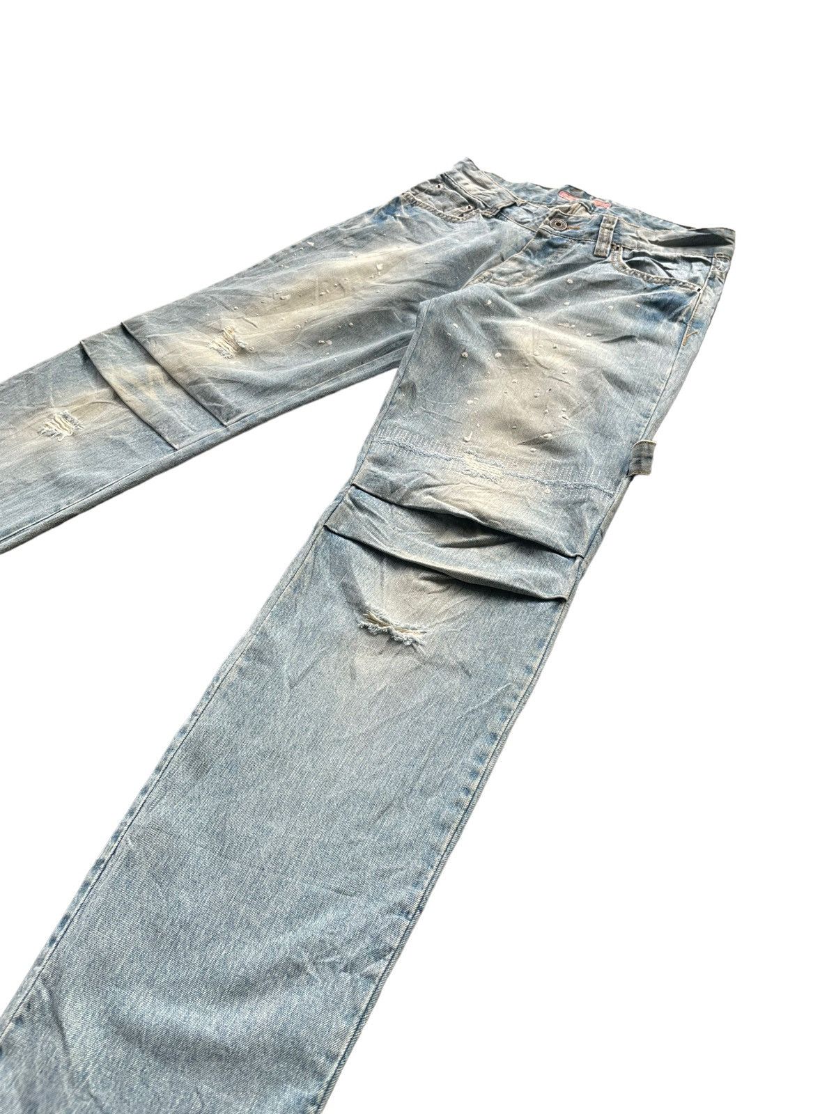 Japanese Brand Jewel Avira Faded Wash Distressed Denim Size US 32 / EU 48 - 2 Thumbnail